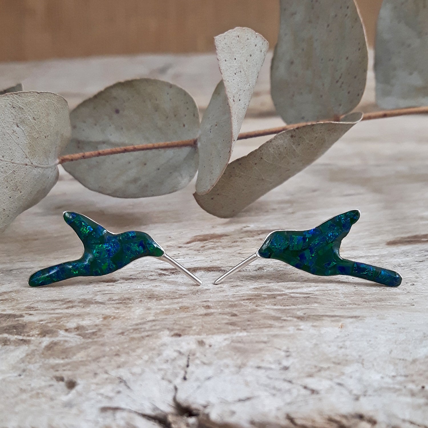 SAMPLE Flinder Hummingbird Emerald Stud Earrings