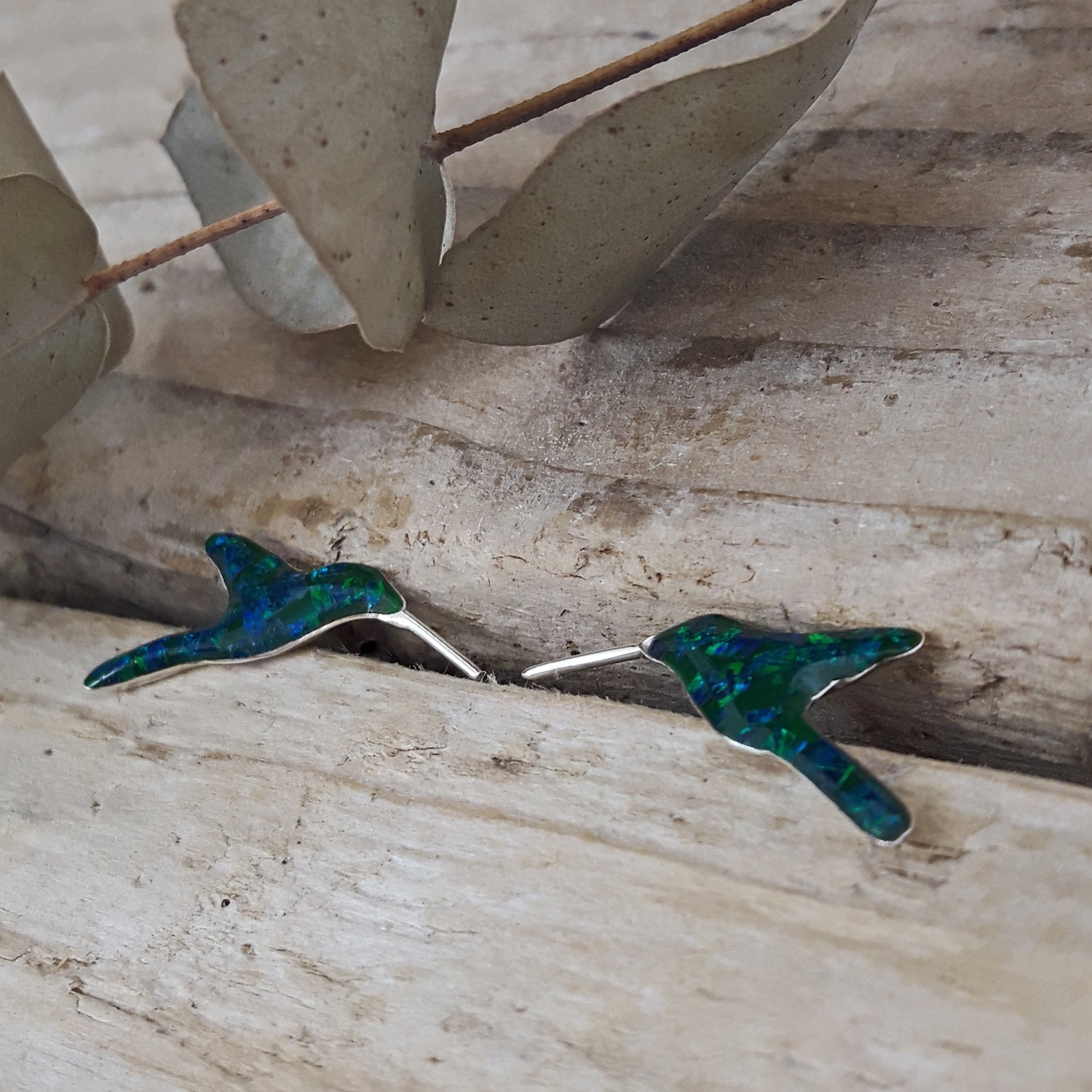 Flinder Hummingbird Emerald Stud Earrings