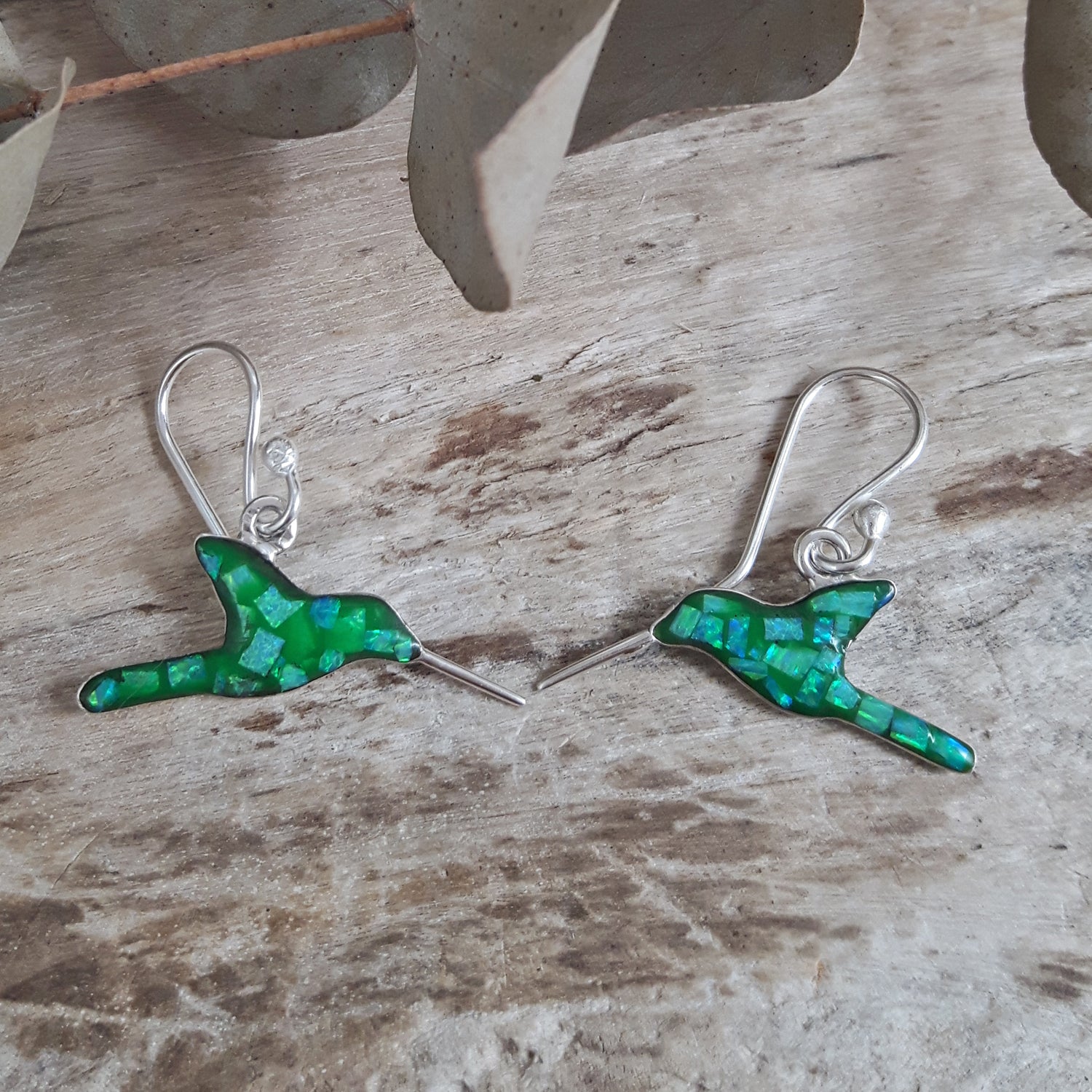SAMPLE Flinder Hummingbird Green Drop Earrings