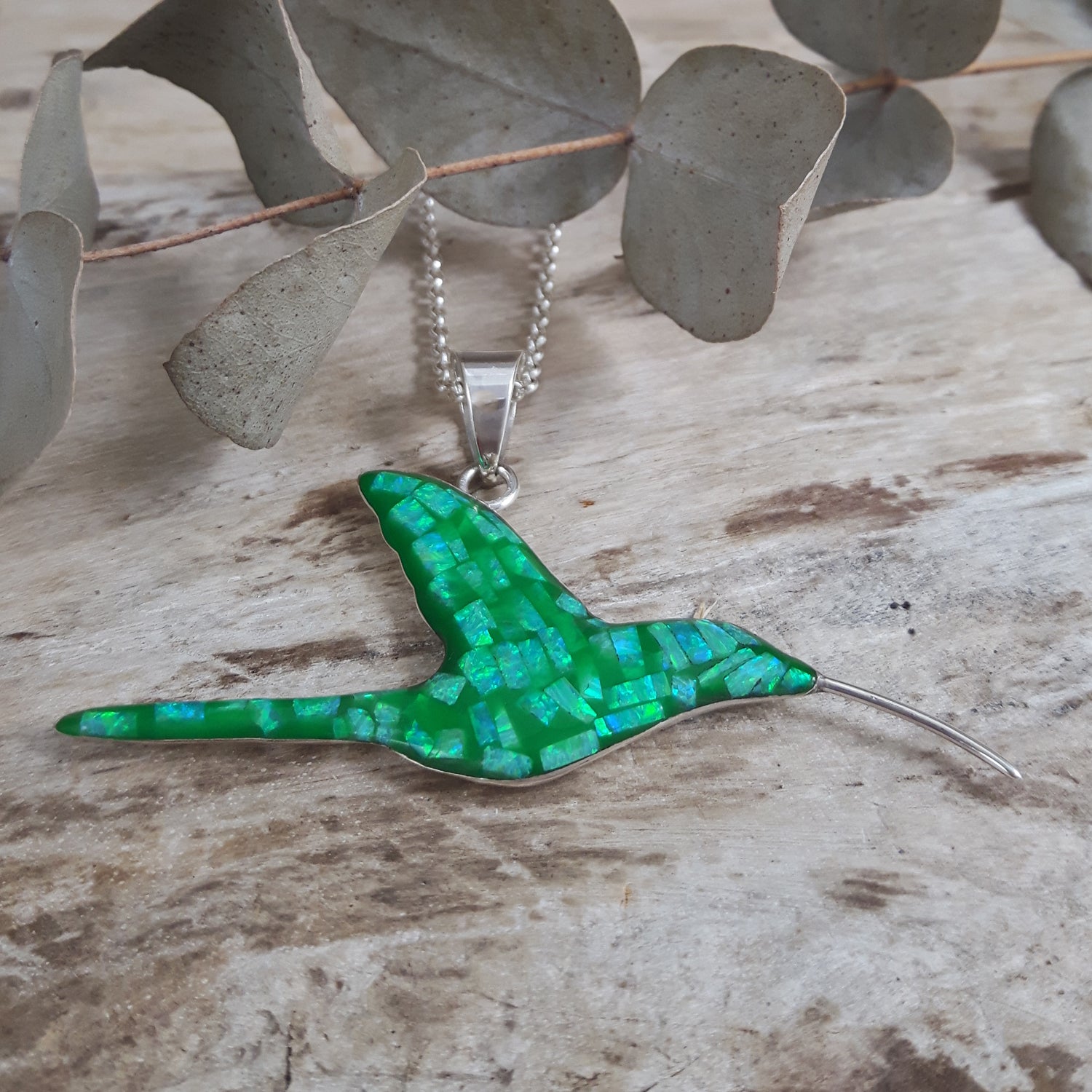 SAMPLE Flinder Green Hummingbird Pendant