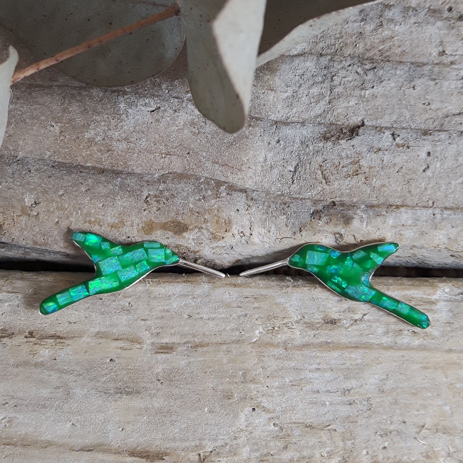 Flinder Hummingbird Green Stud Earrings