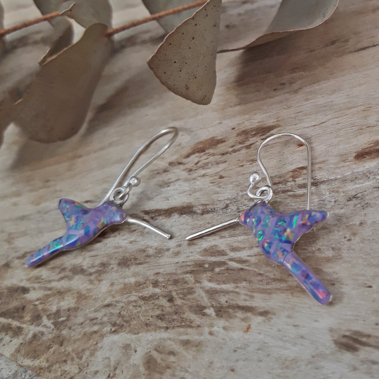 SAMPLE Flinder Hummingbird Lavender Drop Earrings
