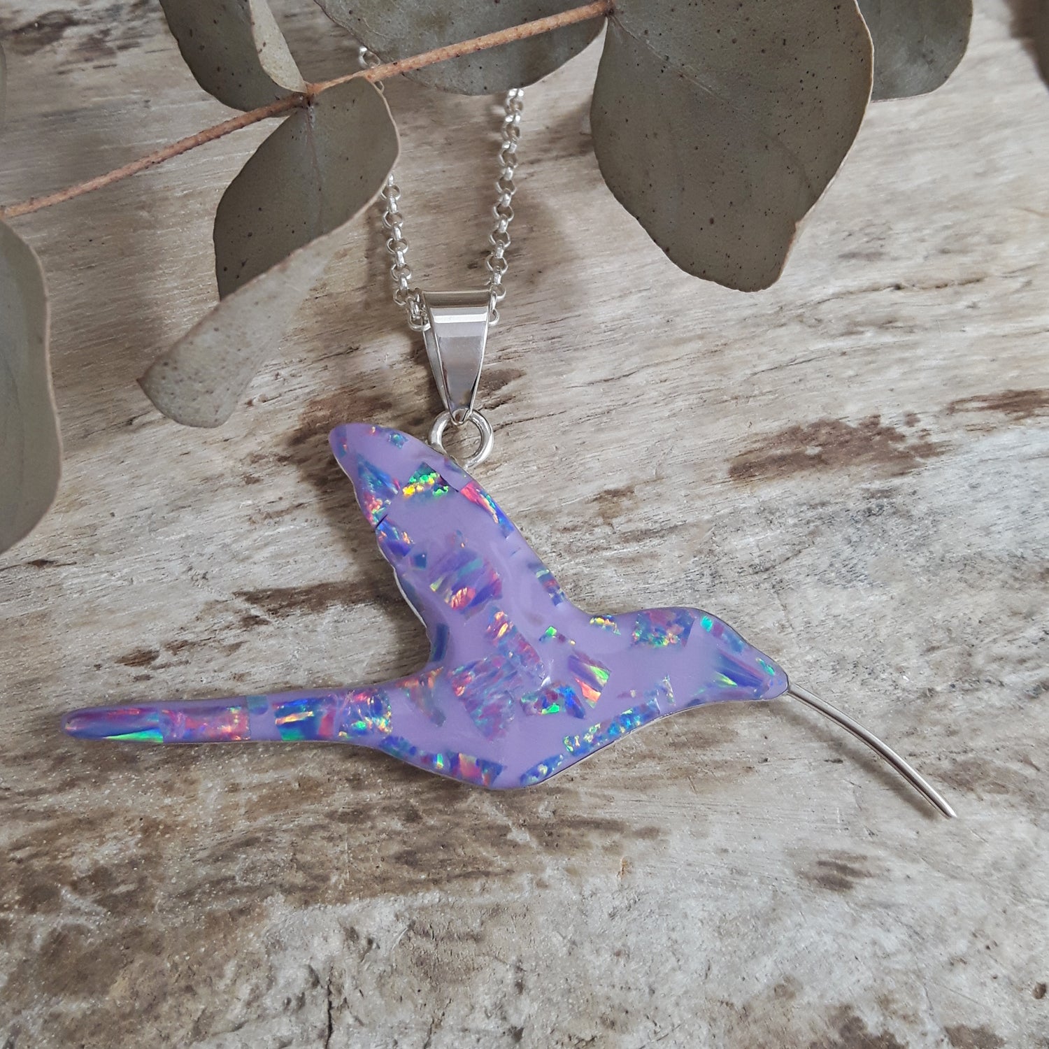 SAMPLE Flinder Lavender Hummingbird Pendant