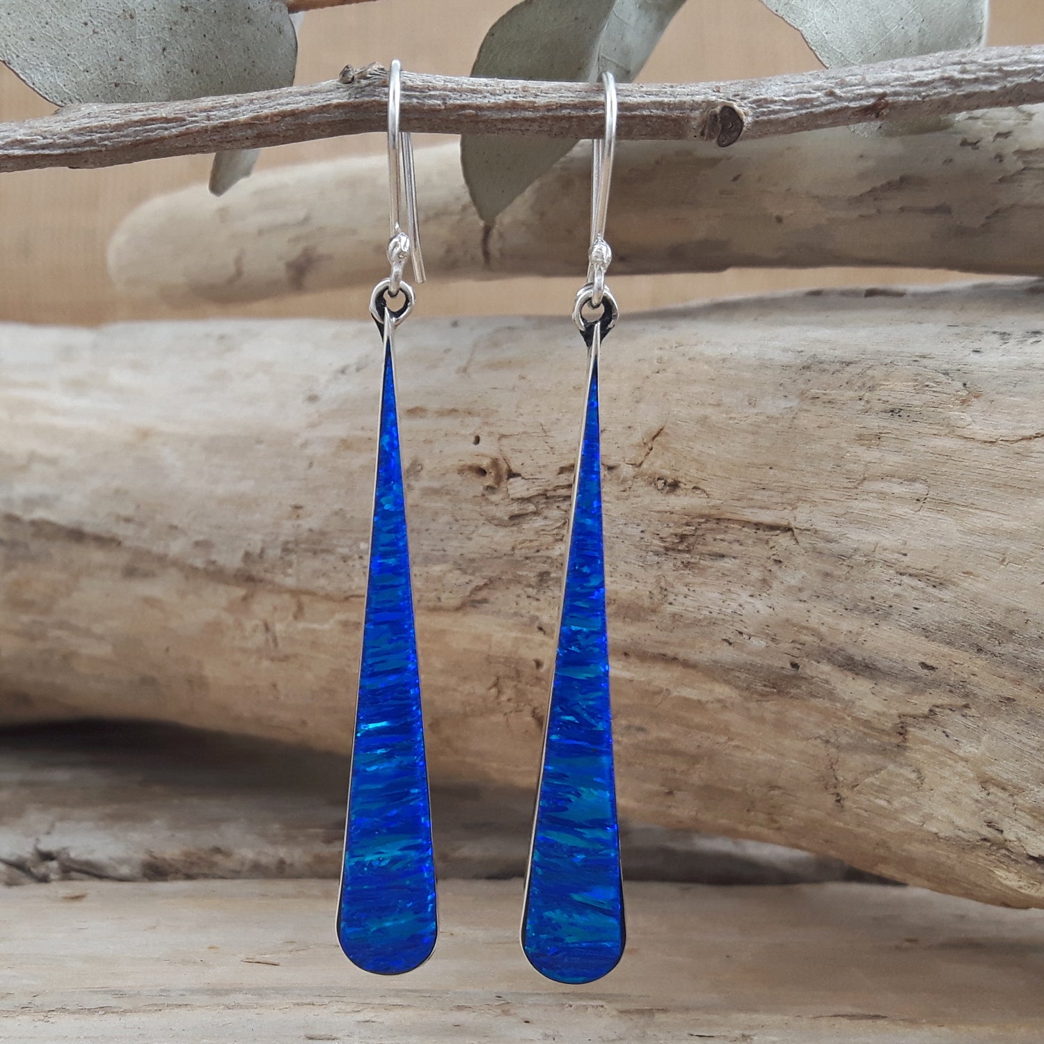 Flinder Blue Long Drop Earrings