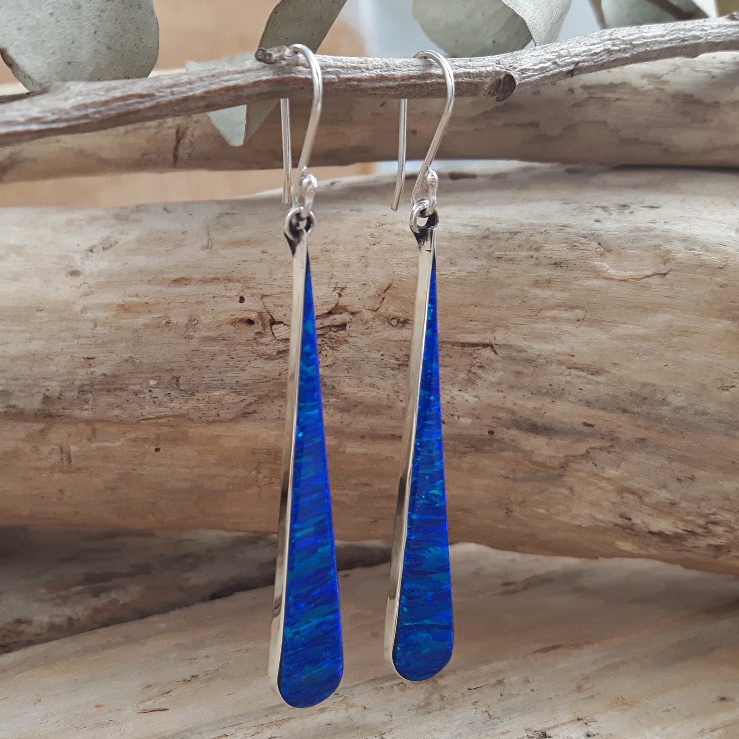 Flinder Blue Long Drop Earrings