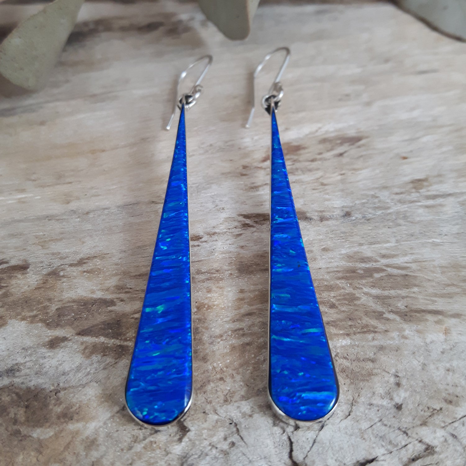 Flinder Blue Long Drop Earrings