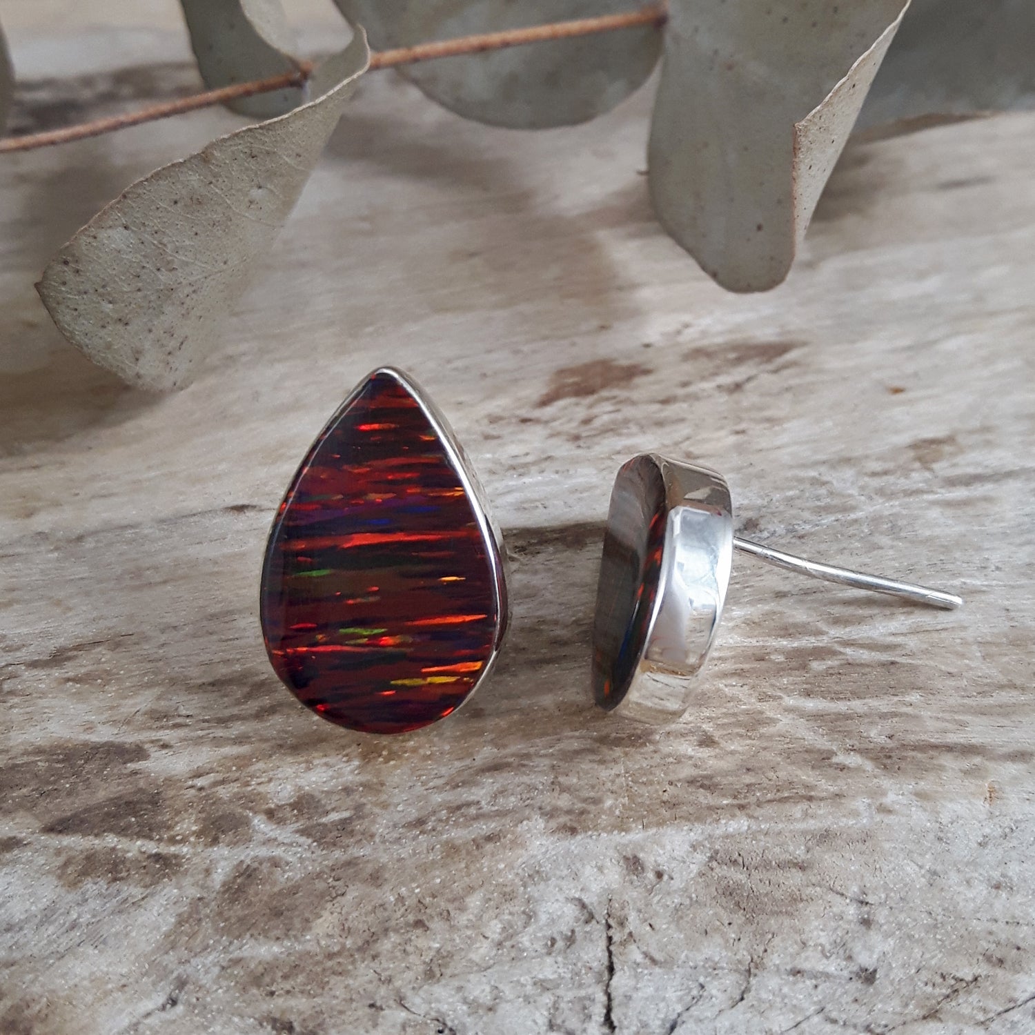 SAMPLE Flinder Red Teardrop Renoir Stud Earrings