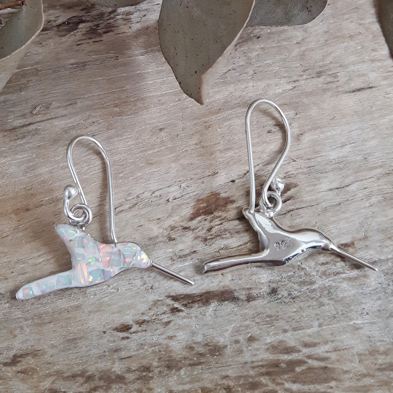 SAMPLE Flinder Hummingbird White Drop Earrings