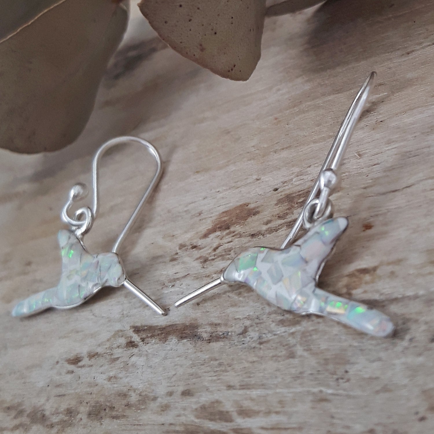 SAMPLE Flinder Hummingbird White Drop Earrings