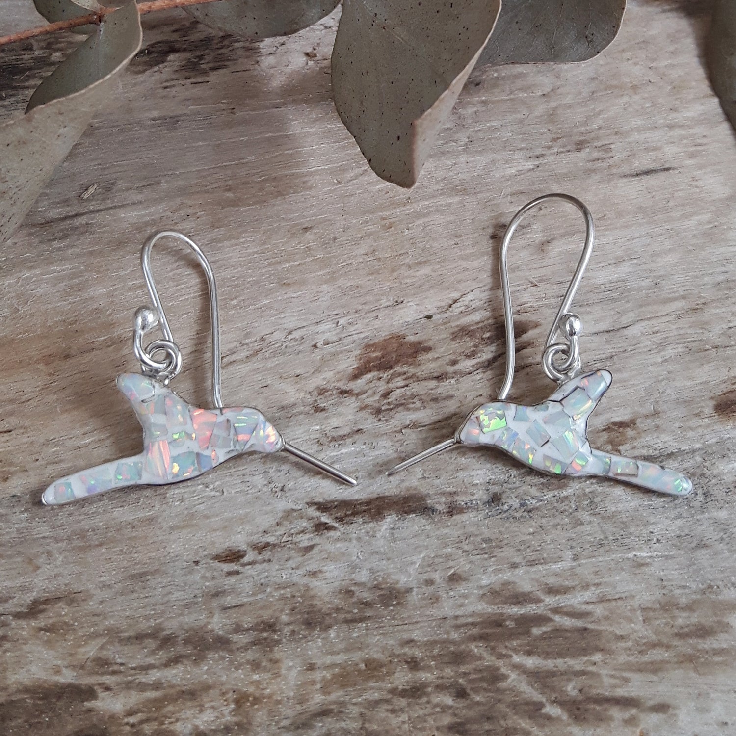 SAMPLE Flinder Hummingbird White Drop Earrings