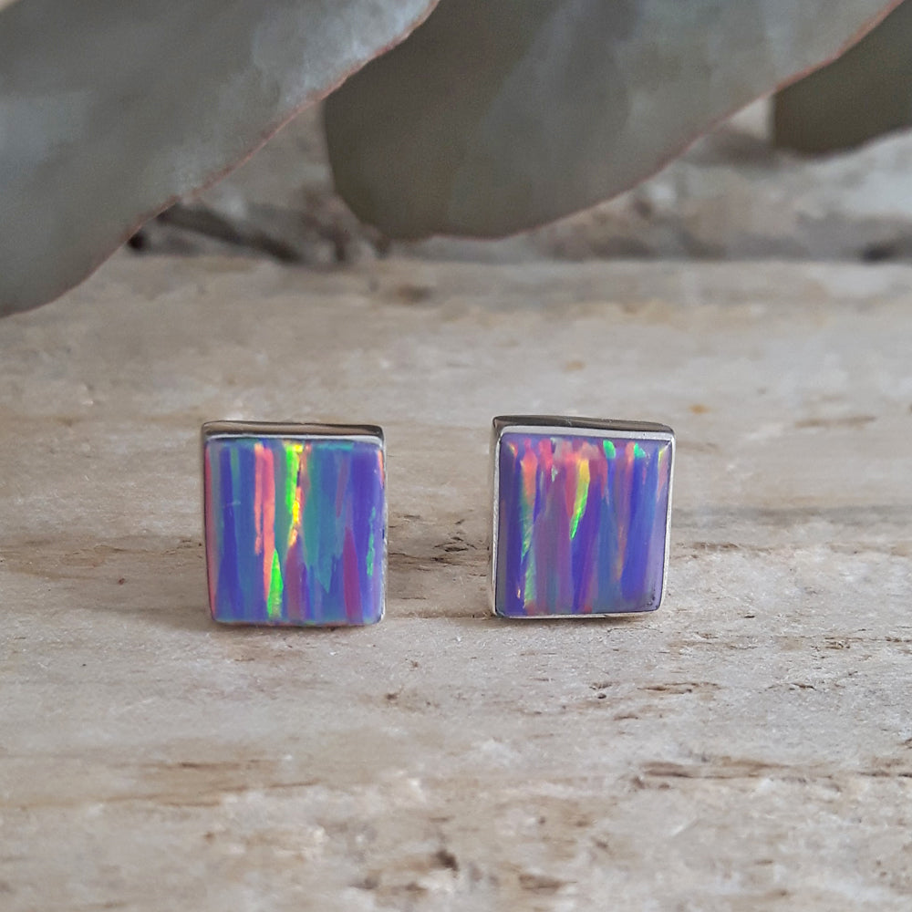 Flinder Lavender Square Stud Earrings