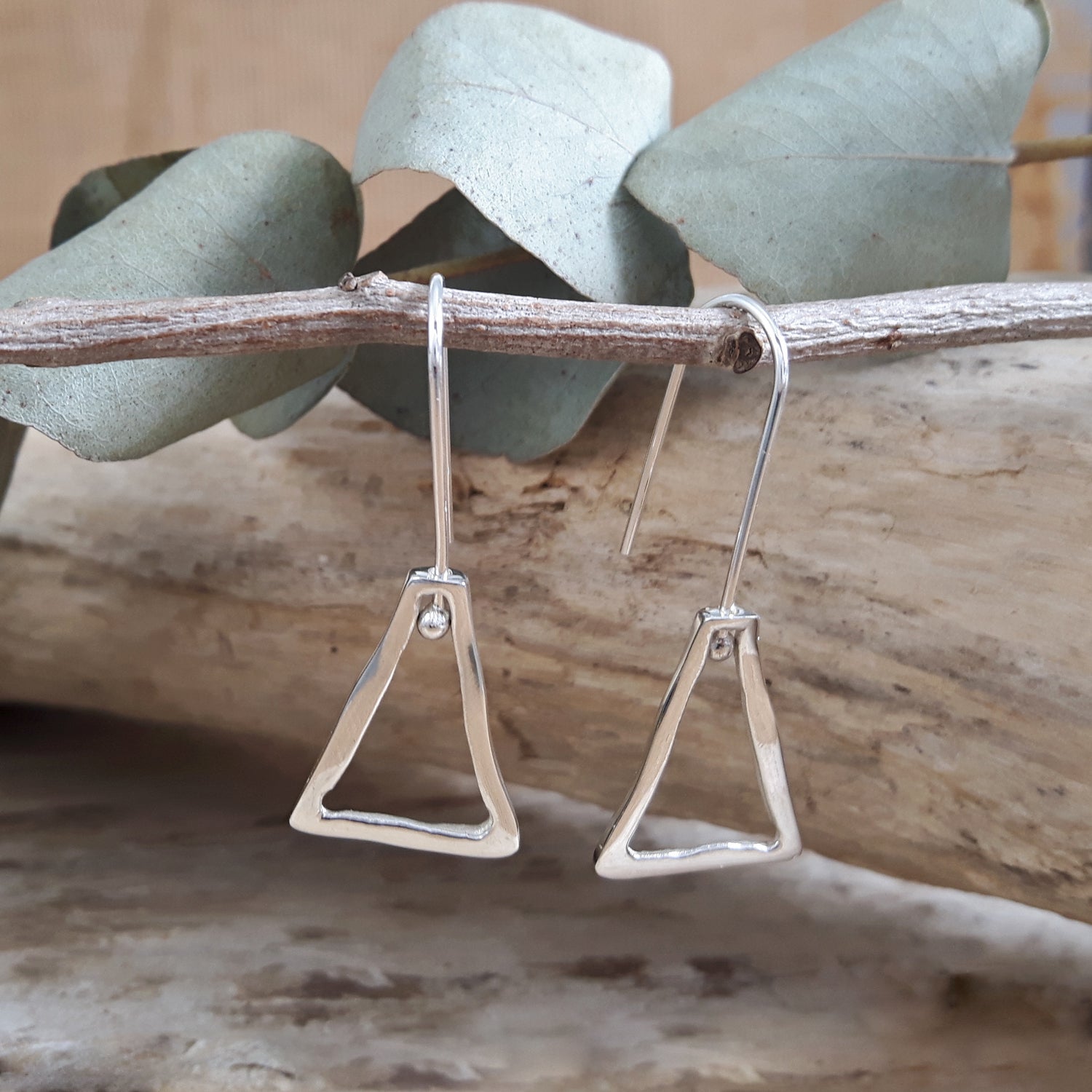 Form Triangle Silver Drop Earrings