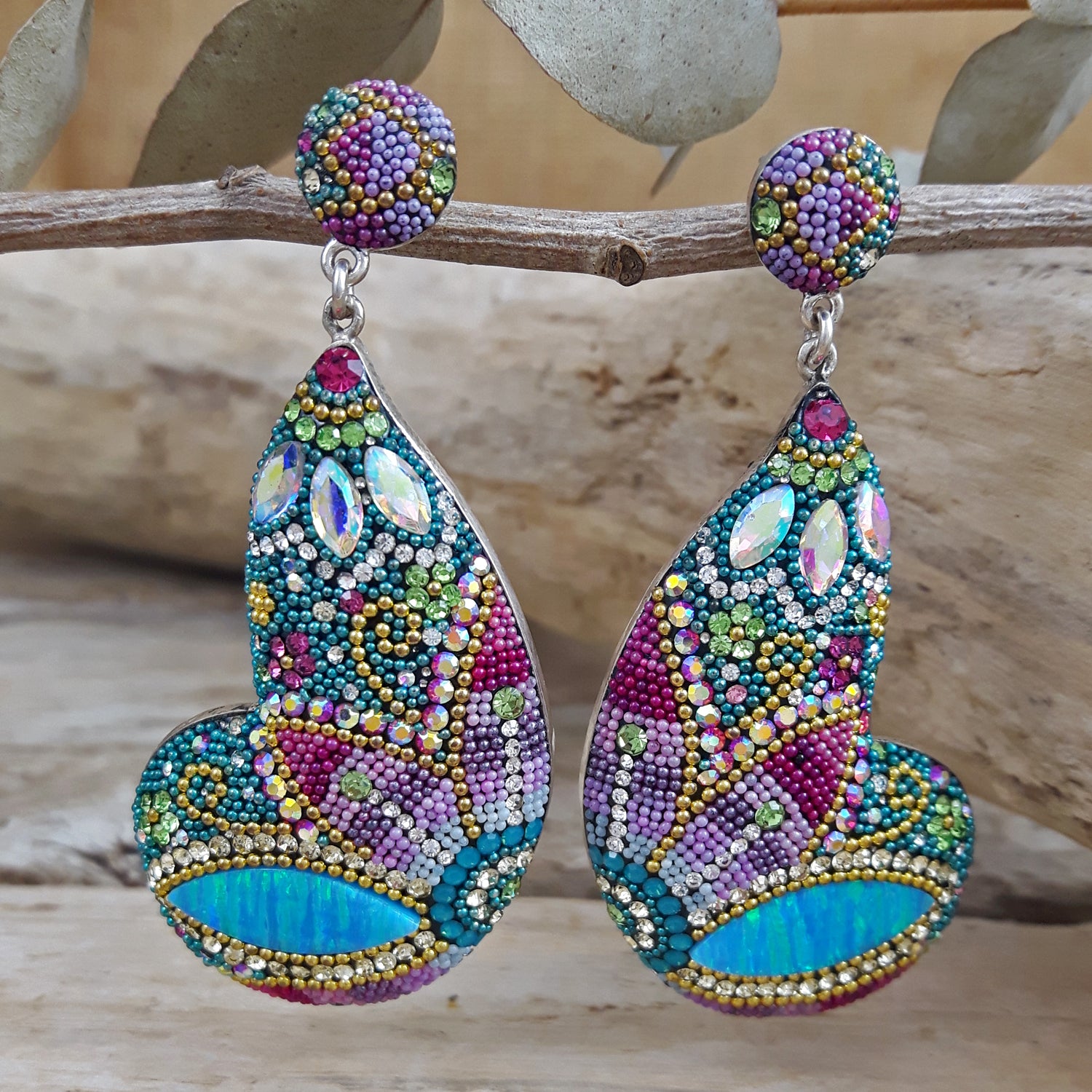 Allegra Galactic Double Butterfly 4.5cm Stud Earrings