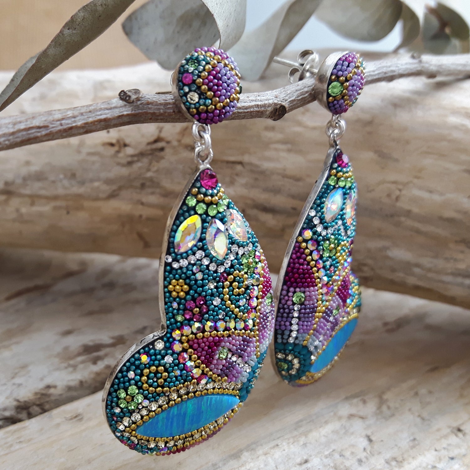 Allegra Galactic Double Butterfly 4.5cm Stud Earrings
