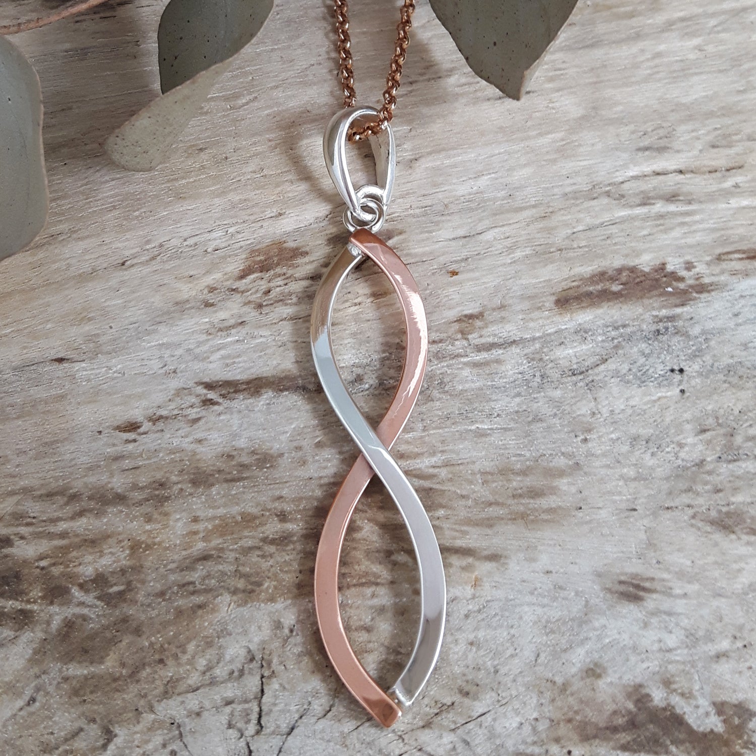 Infinity Weave Copper/Silver Pendant
