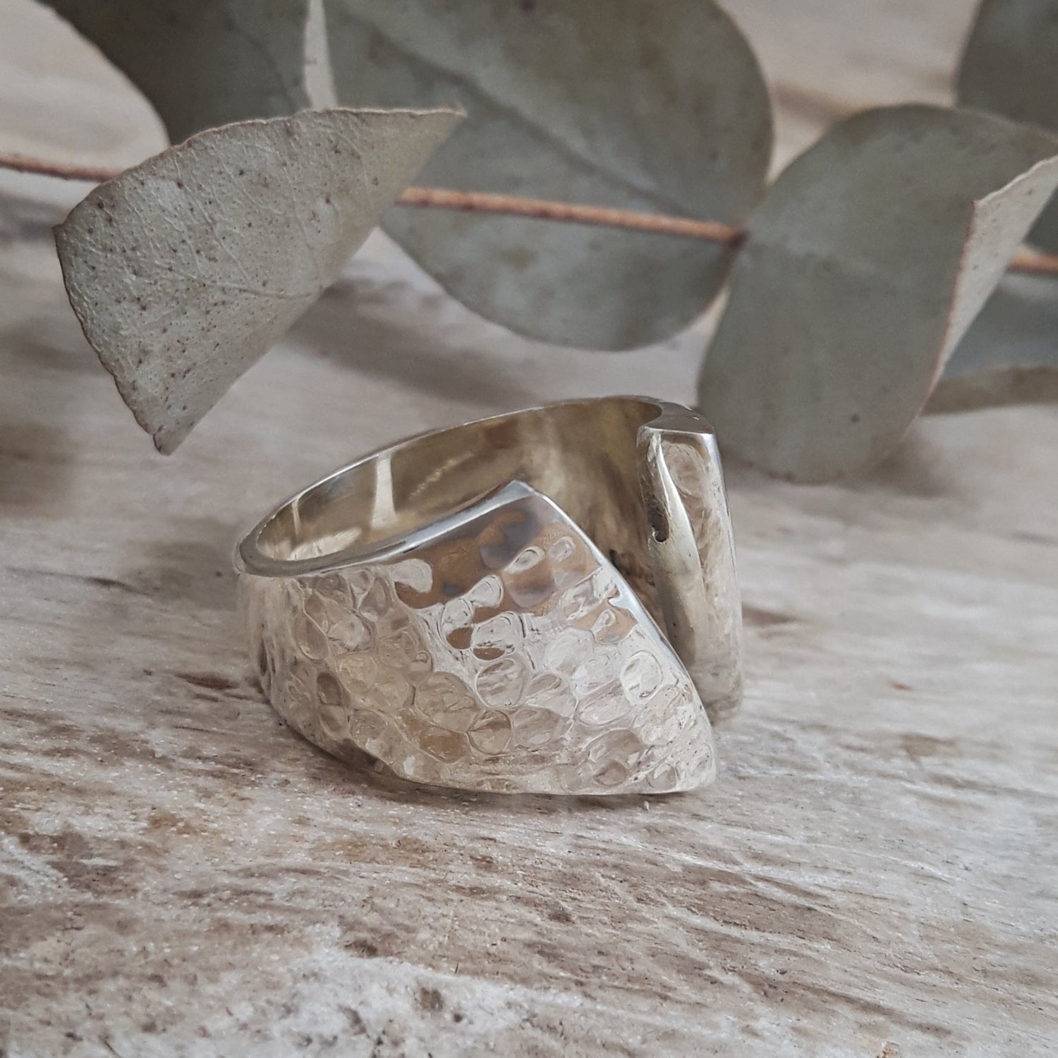 SAMPLE Jura Hammered Silver Ring Size N1/2