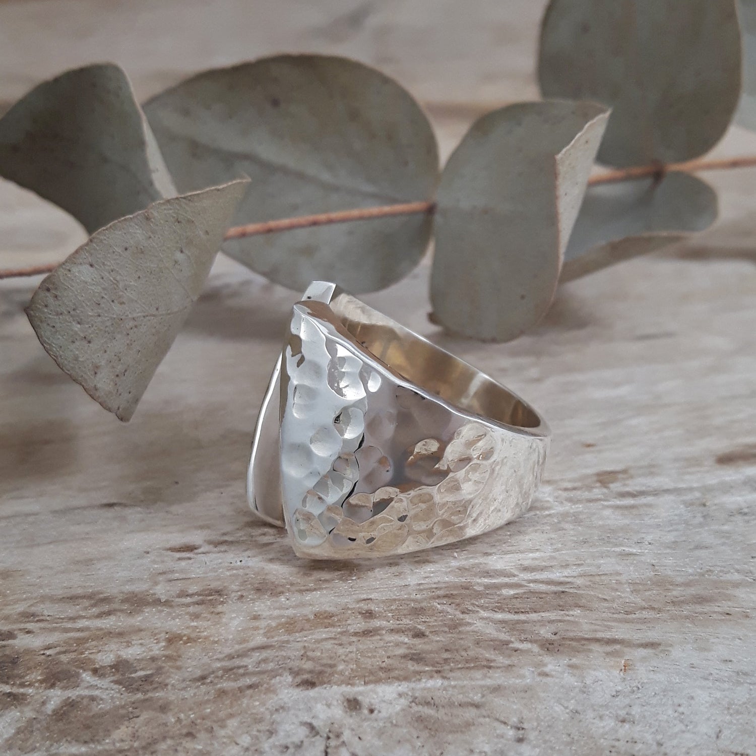 SAMPLE Jura Hammered Silver Ring Size N1/2