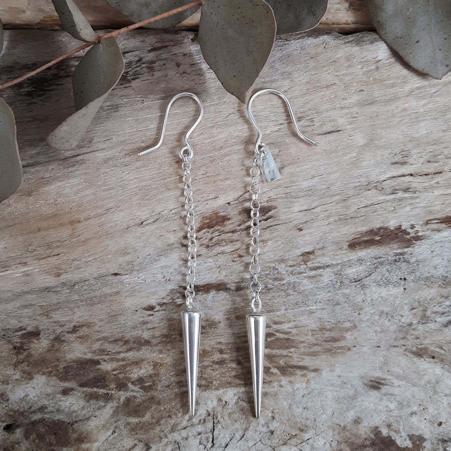 SAMPLE Lanza Triangle Polished Silver D/H Earrings