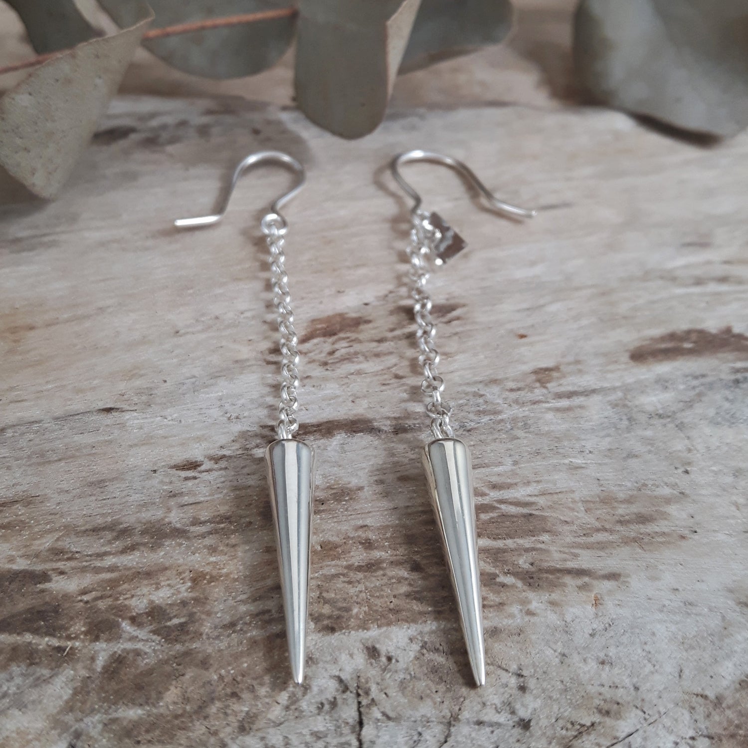 SAMPLE Lanza Triangle Polished Silver D/H Earrings