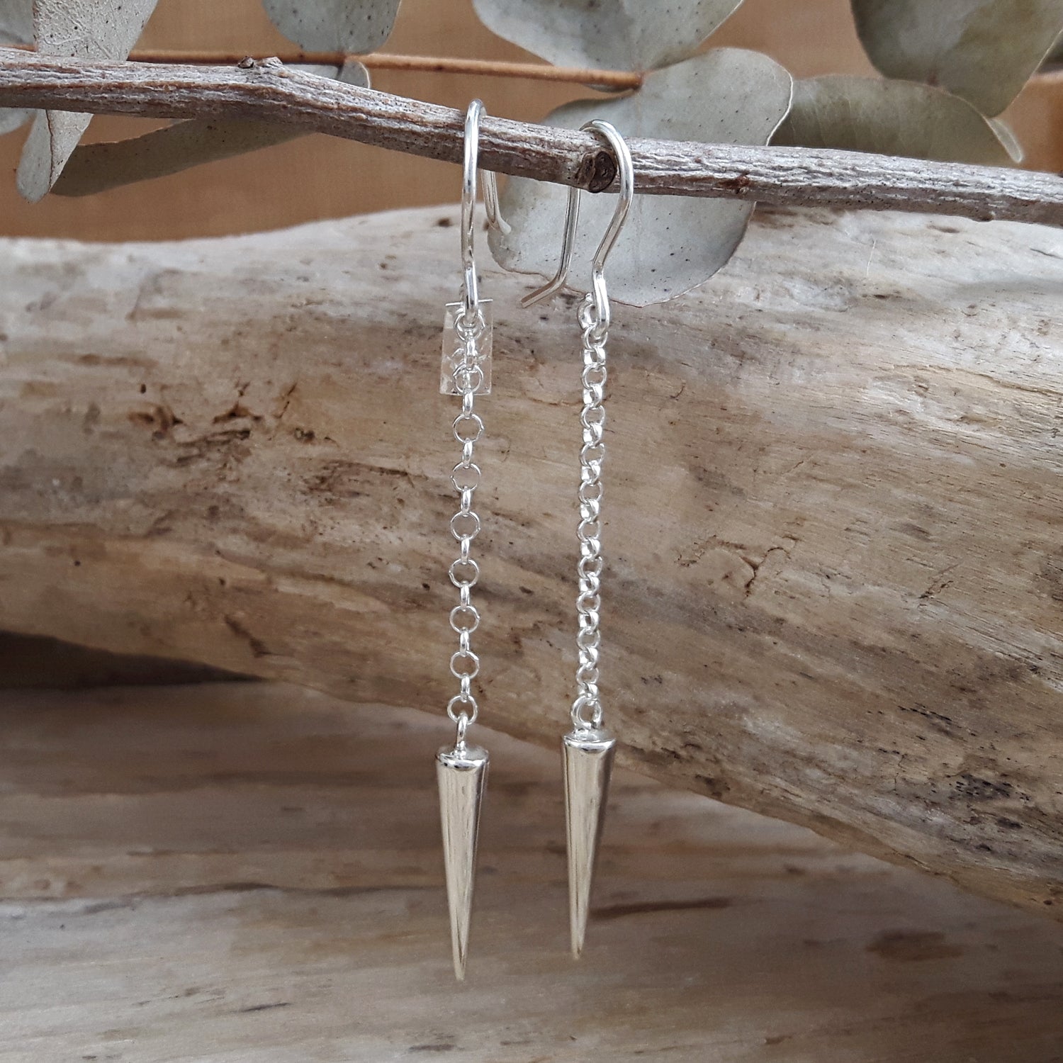 SAMPLE Lanza Triangle Polished Silver D/H Earrings