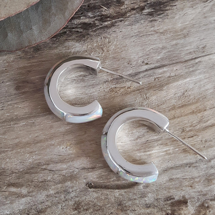 Flinder Lavinia White Hoop Earrings