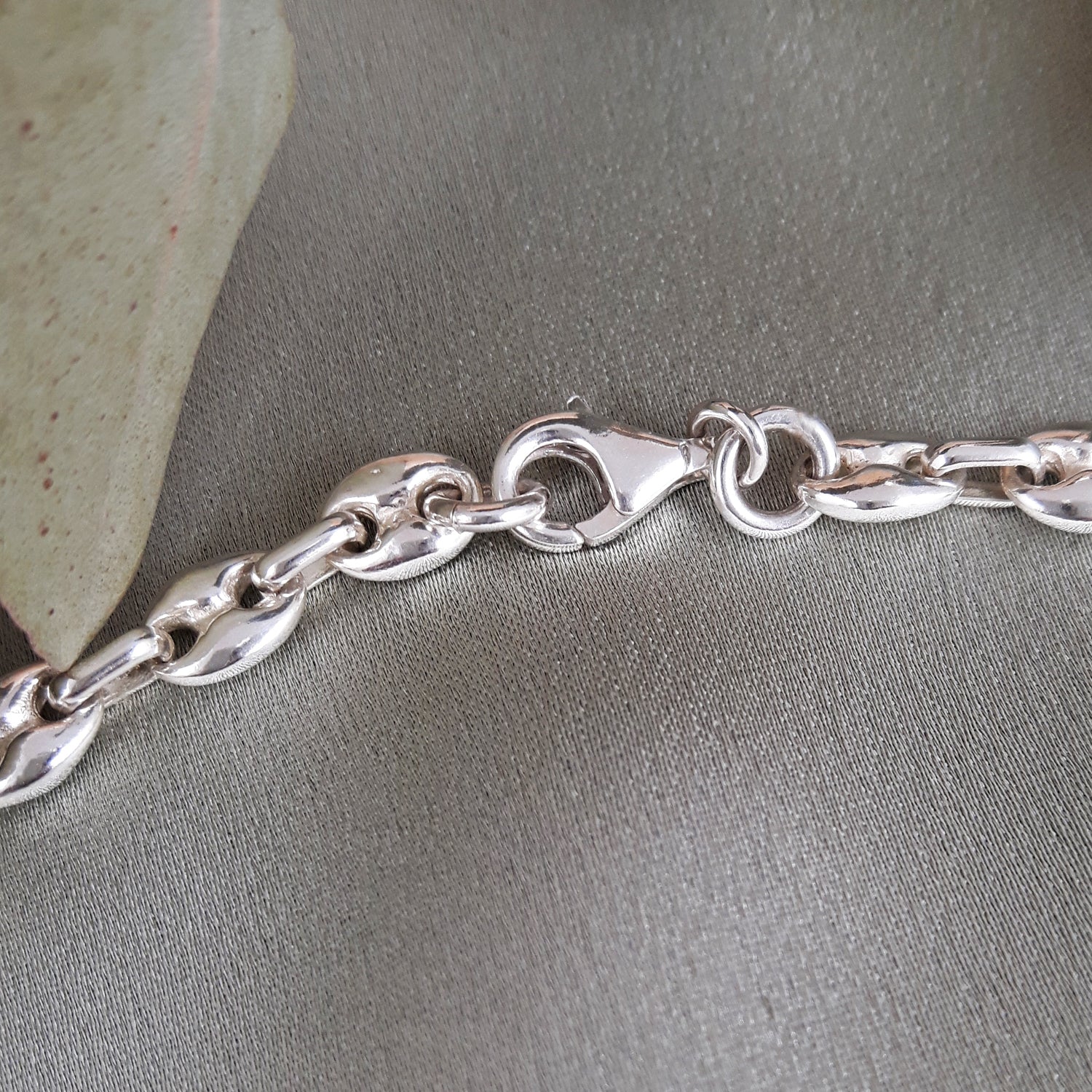 Mini Liberica Coffee Bean Polished Sterling Silver Necklace