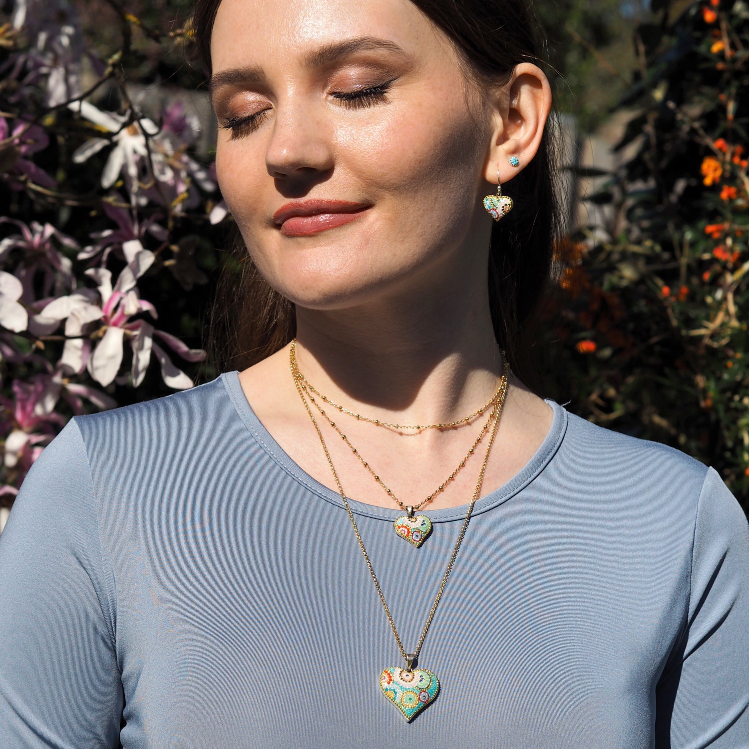 Allegra Heart Bloom Turquoise Small Pendant