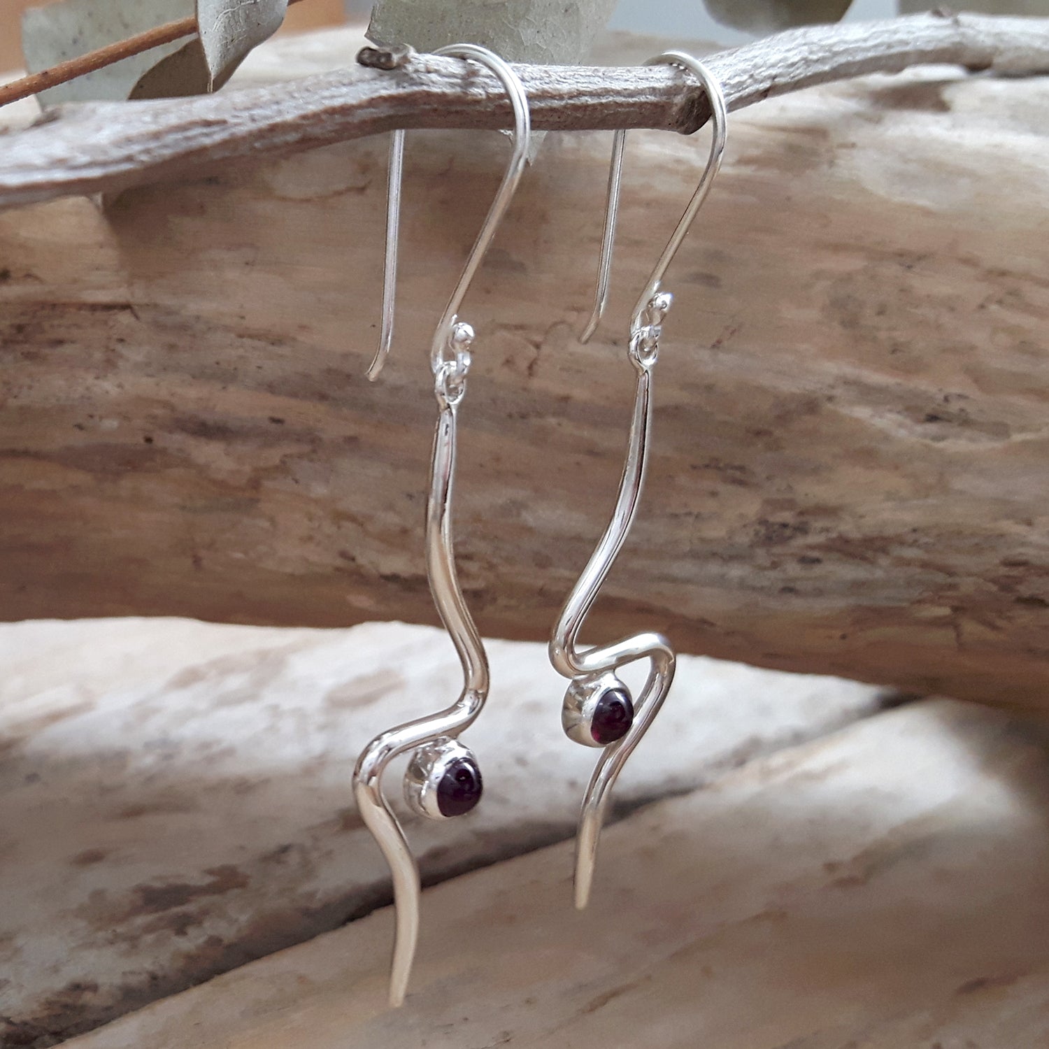 Linea Garnet Birthstone Earrings