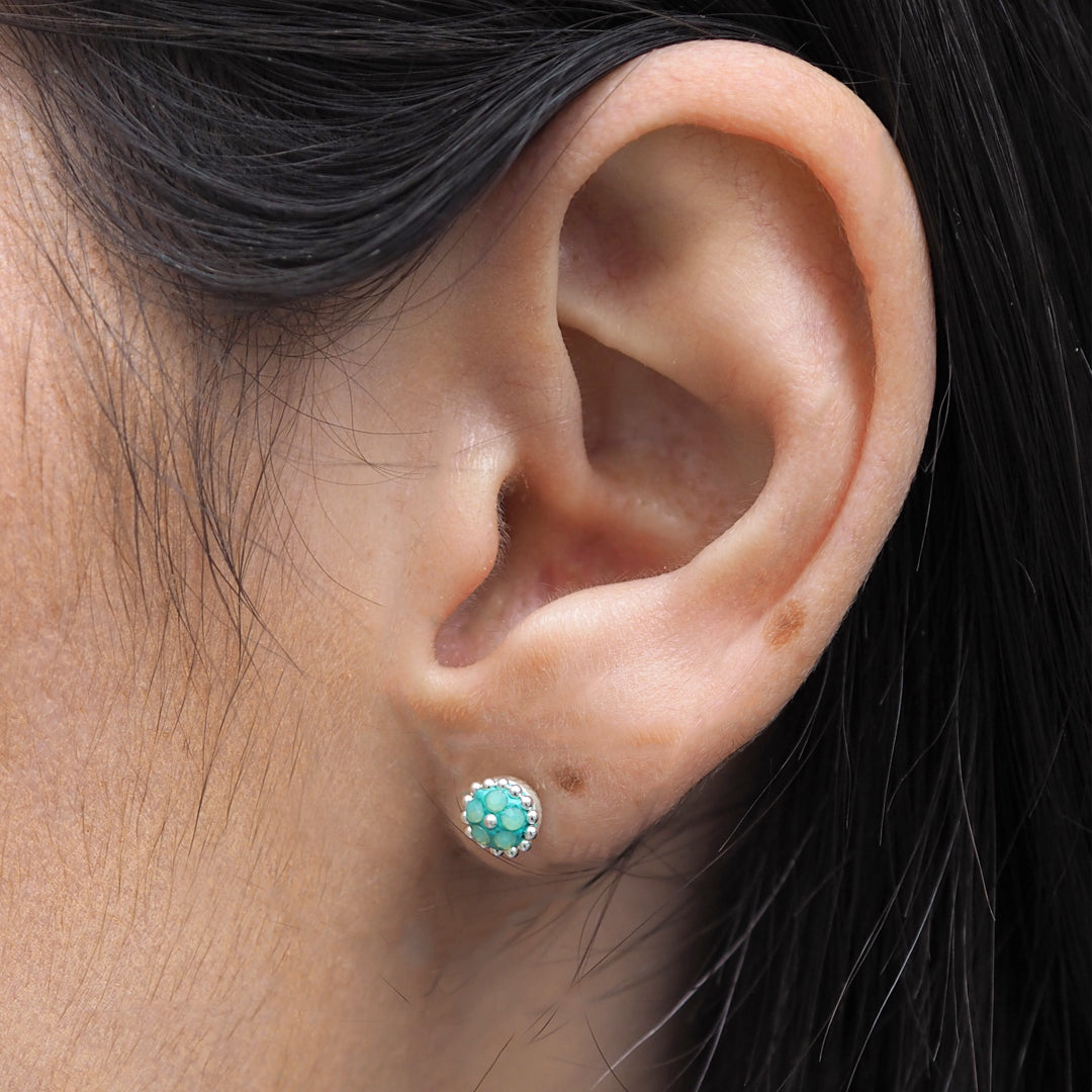 Allegra Coral Tiny Stud Earrings