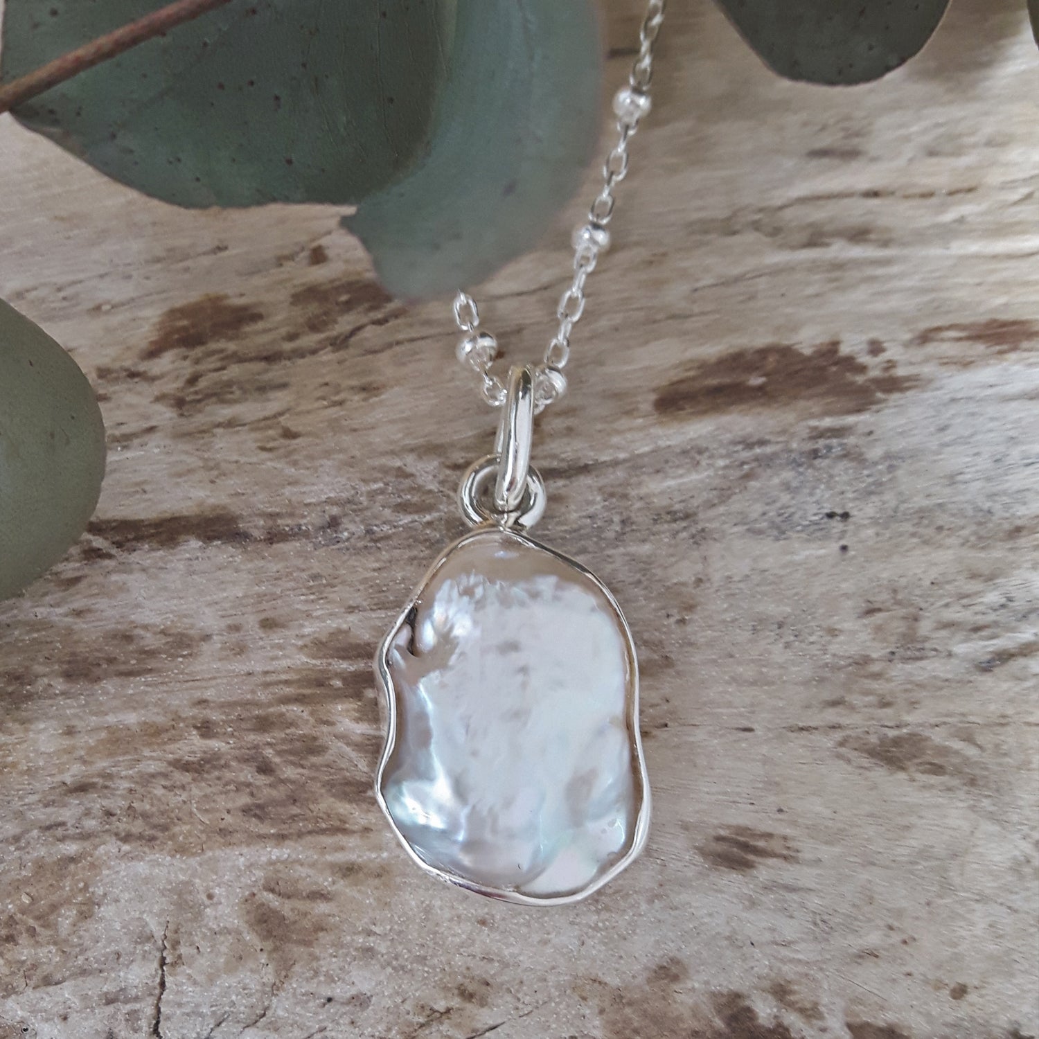 Baroque Pearl Pendant handset in sterling silver. Artisan crafted.