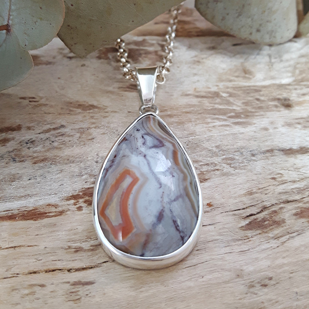 Monet Amethyst Agate Large Teardrop Pendant