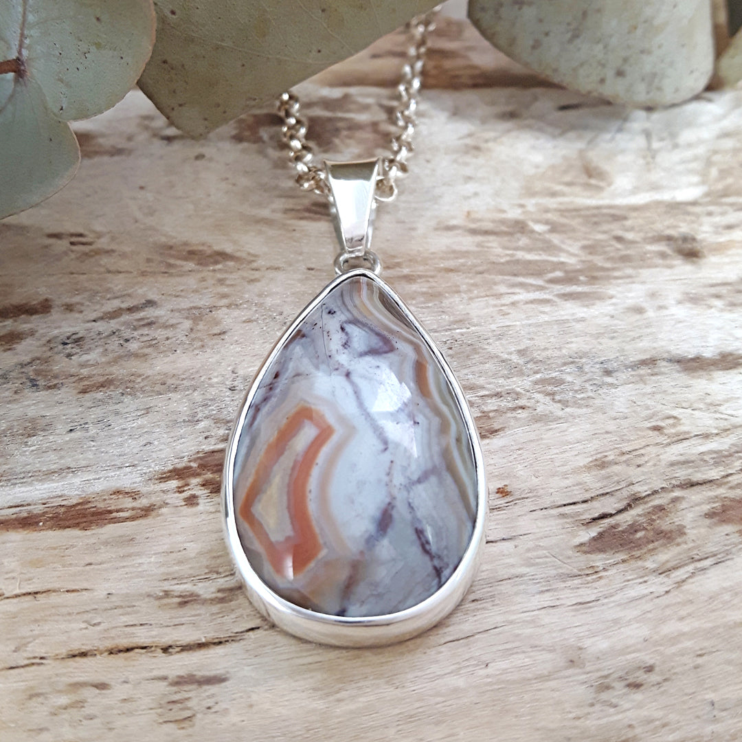 Monet Amethyst Agate Large Teardrop Pendant