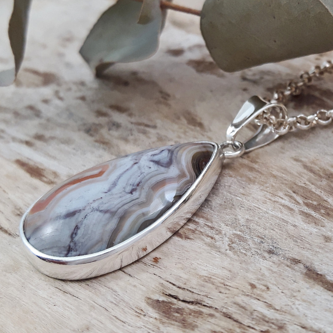 Monet Amethyst Agate Large Teardrop Pendant