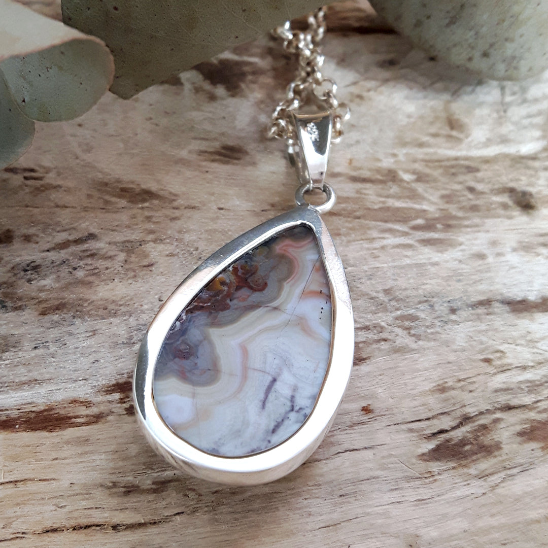 Monet Amethyst Agate Large Teardrop Pendant