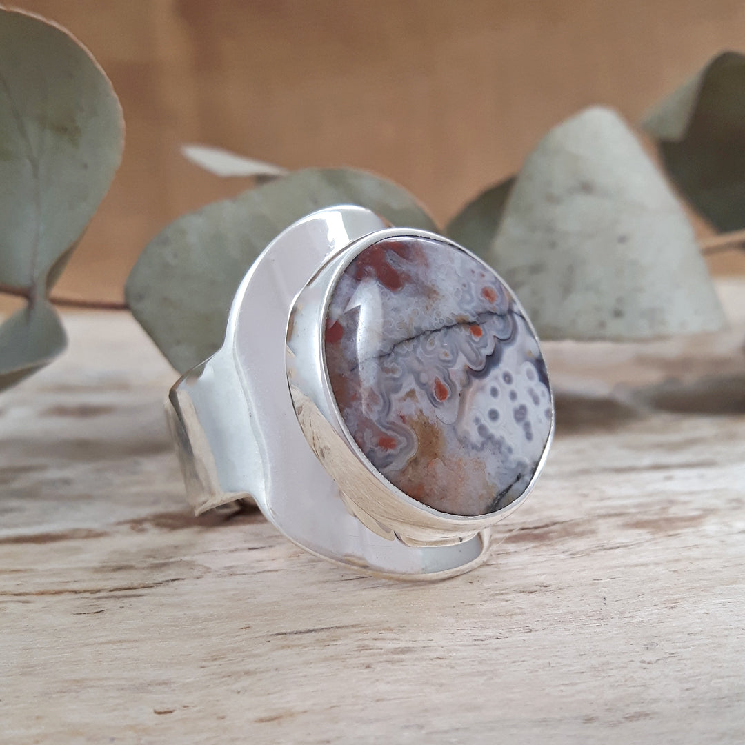 Monet Amethyst Agate Adjustable Medium Round Ring