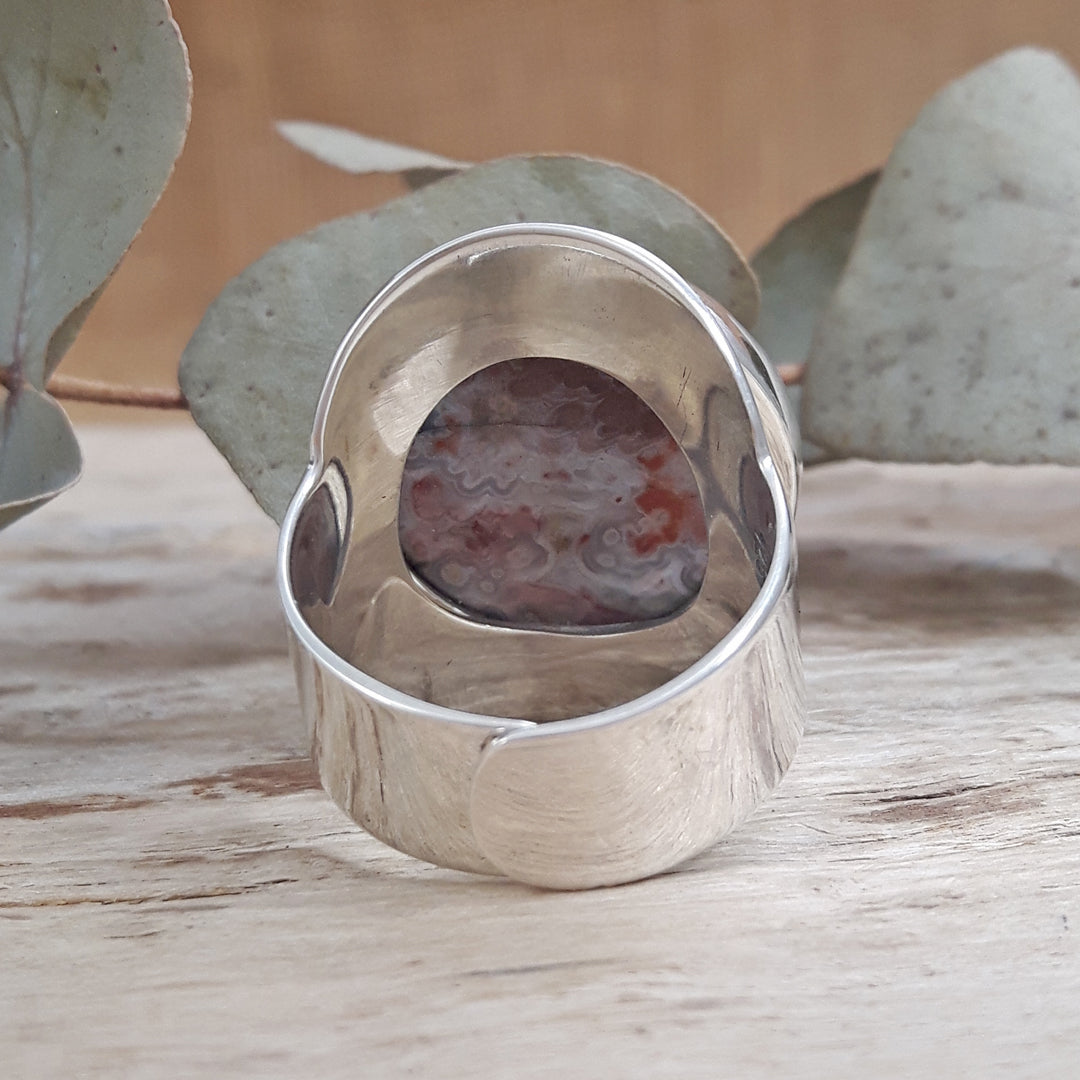 Monet Amethyst Agate Adjustable Medium Round Ring