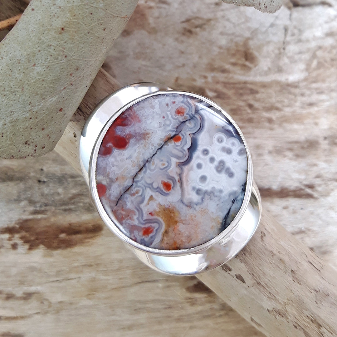 Monet Amethyst Agate Adjustable Medium Round Ring