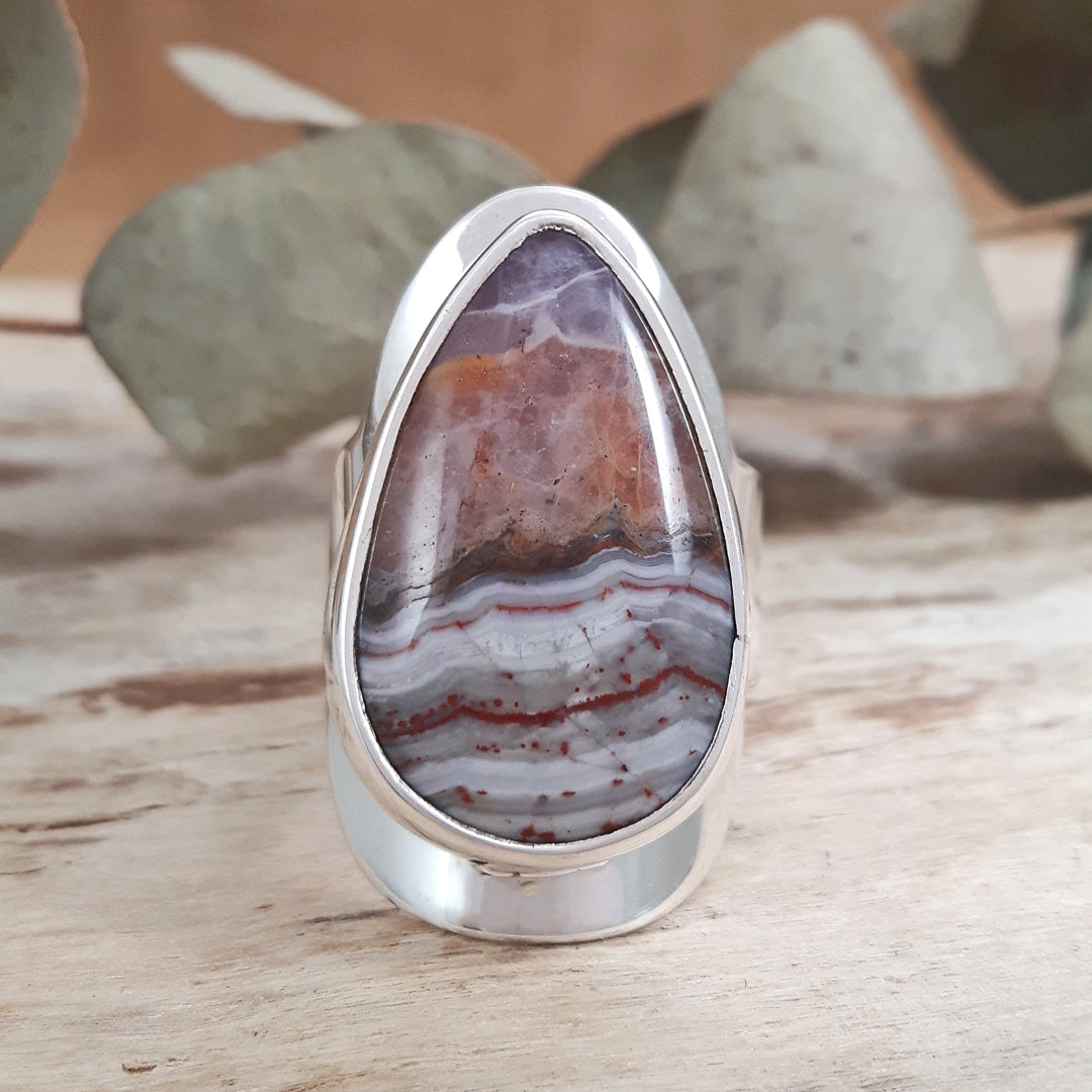 Monet Amethyst Agate Adjustable Medium Teardrop Ring