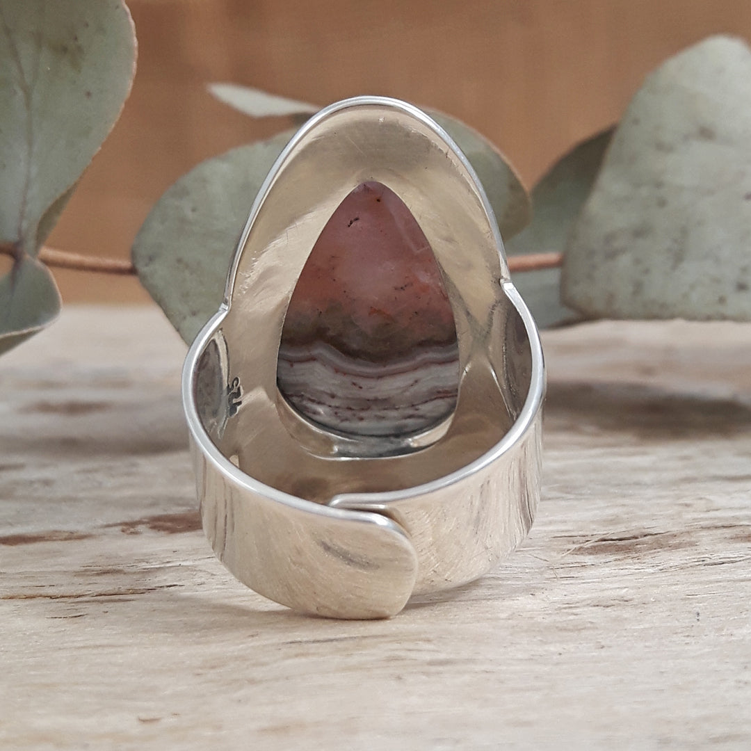 Monet Amethyst Agate Adjustable Medium Teardrop Ring