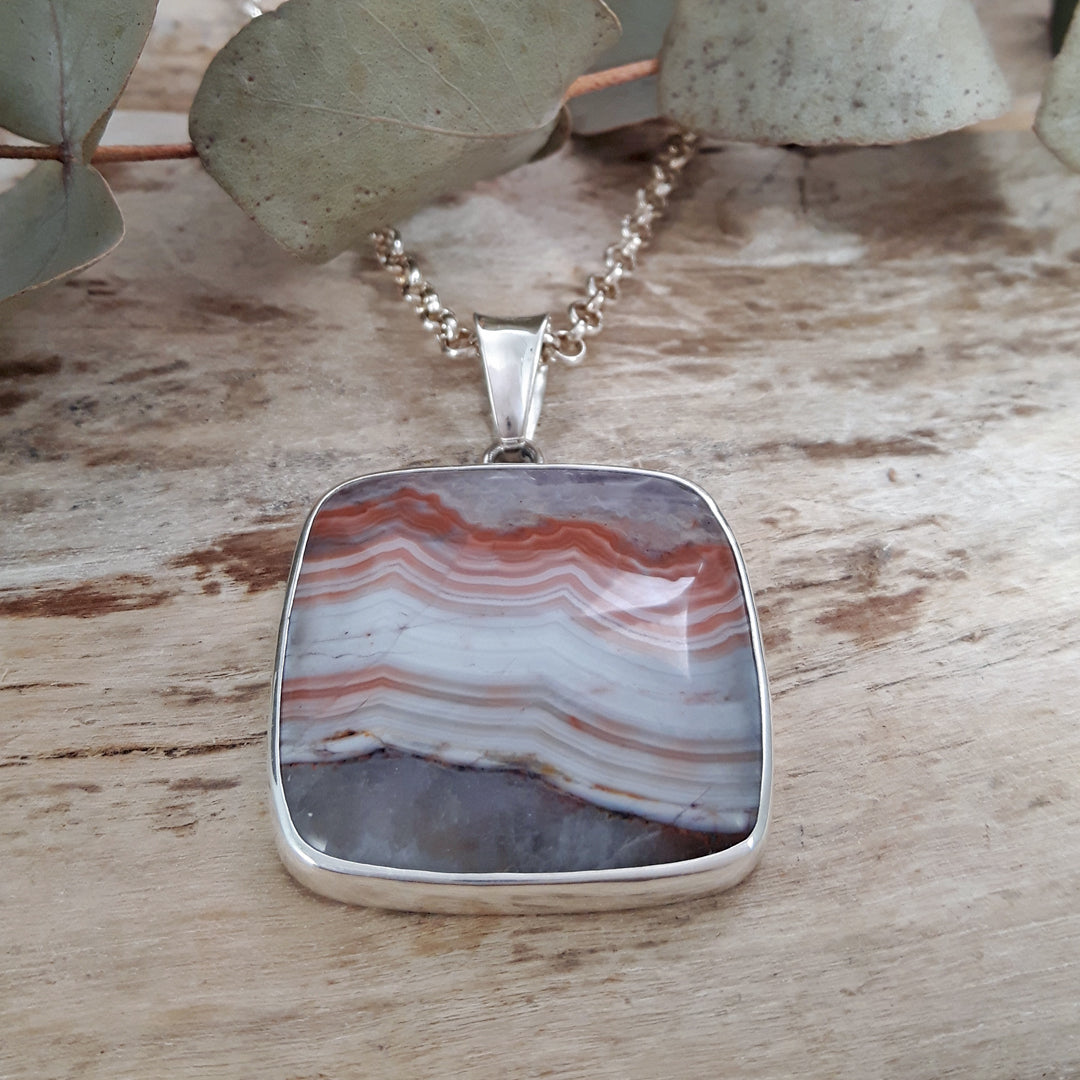Monet Amethyst Agate XL Square Pendant