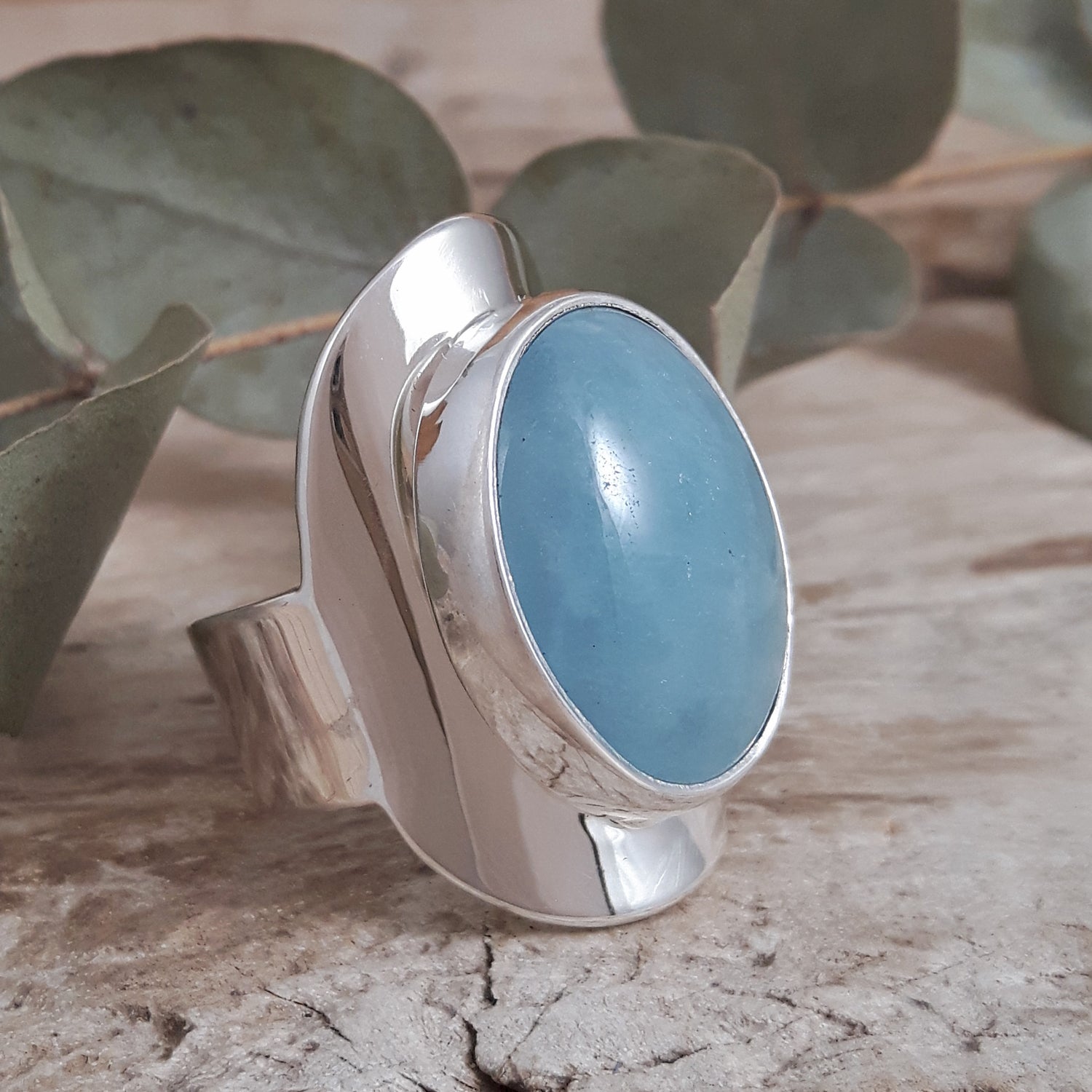 Monet Aquamarine Oval Medium Adjustable Ring A