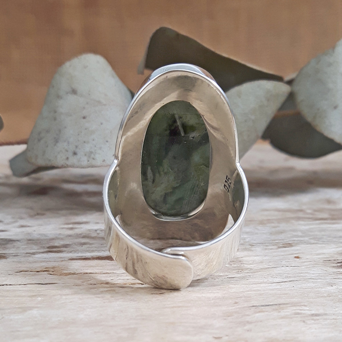 Monet Chrome Chalcedony Adjustable Large Oval Ring