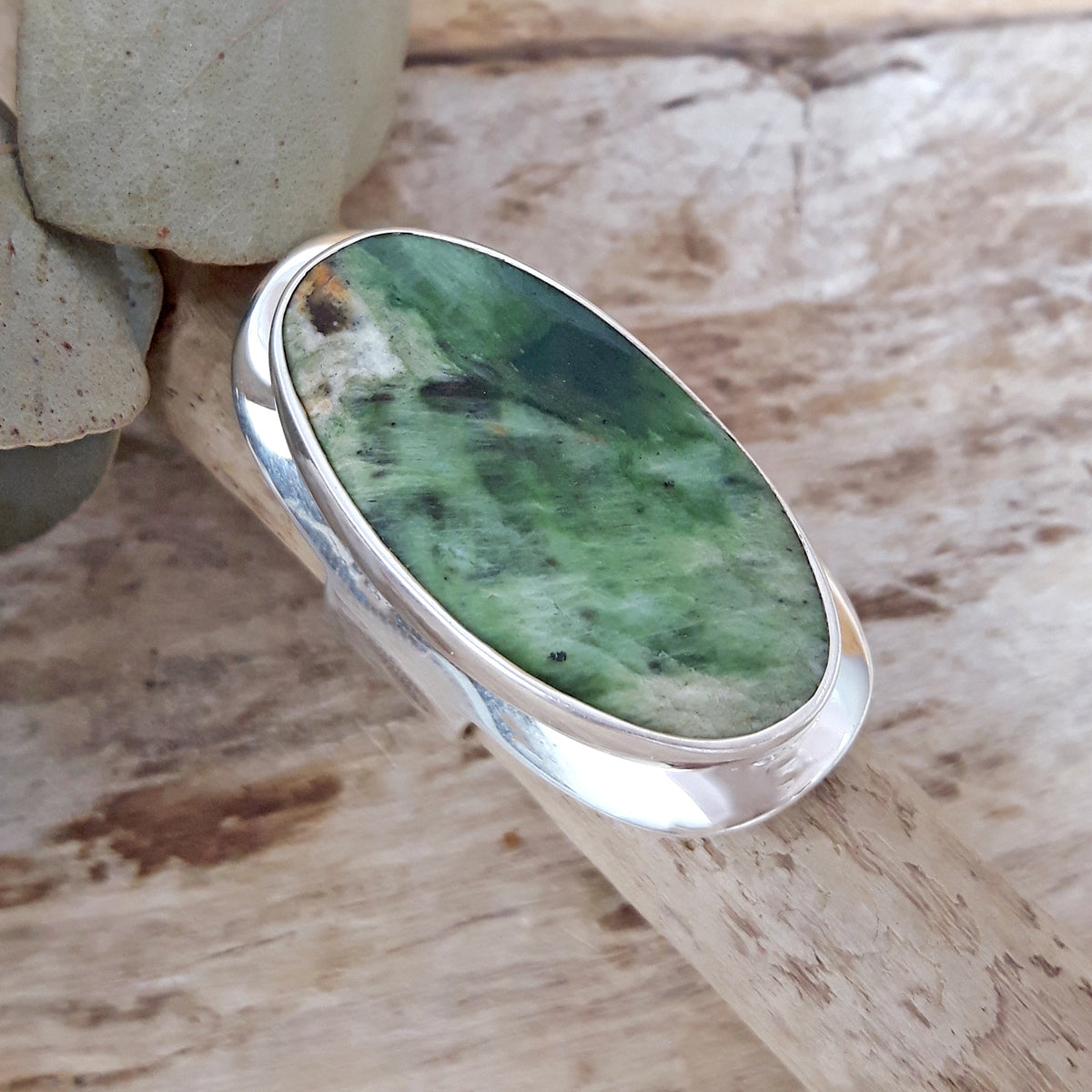 Monet Chrome Chalcedony Adjustable Large Oval Ring