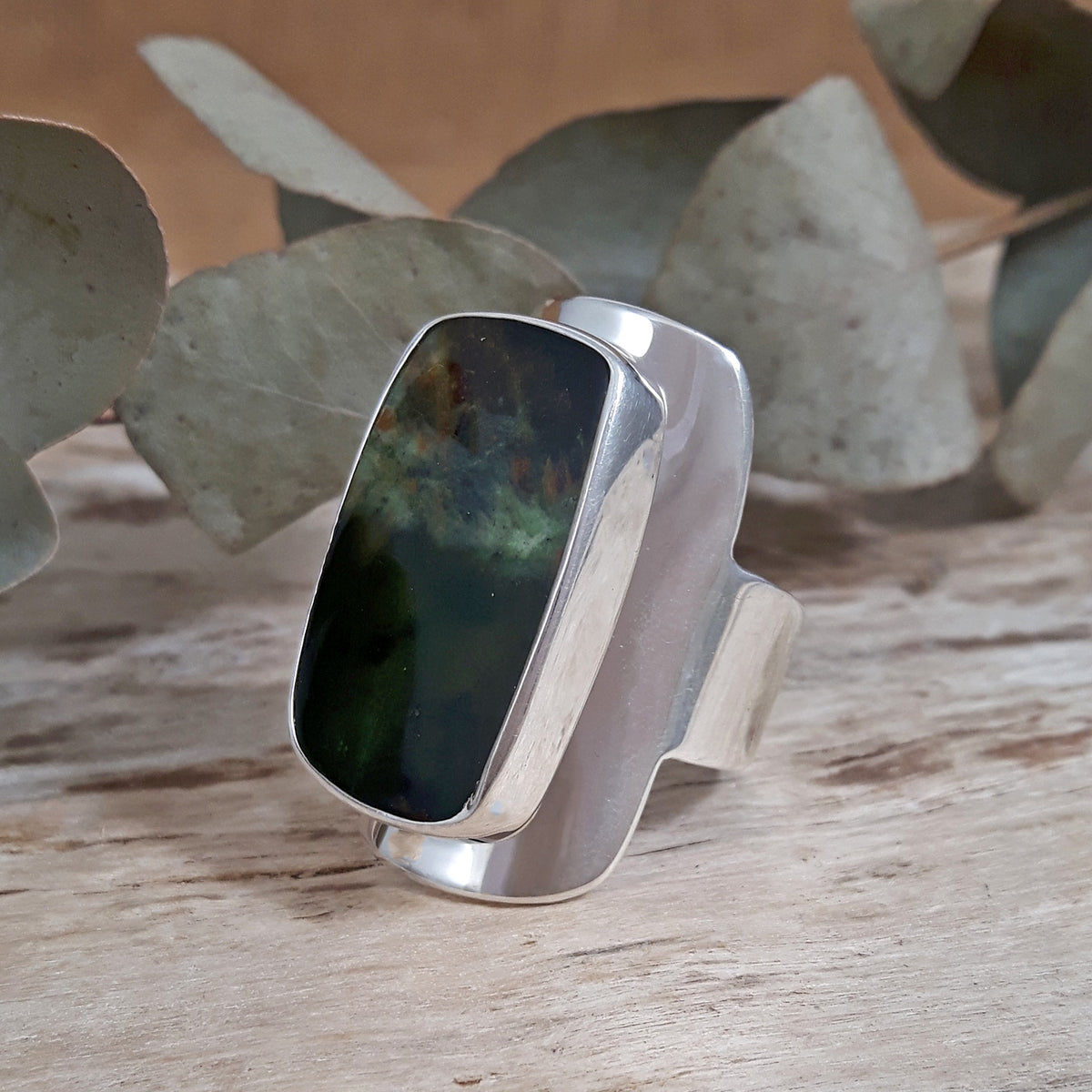 Monet Chrome Chalcedony Adjustable Large Rectangle Ring