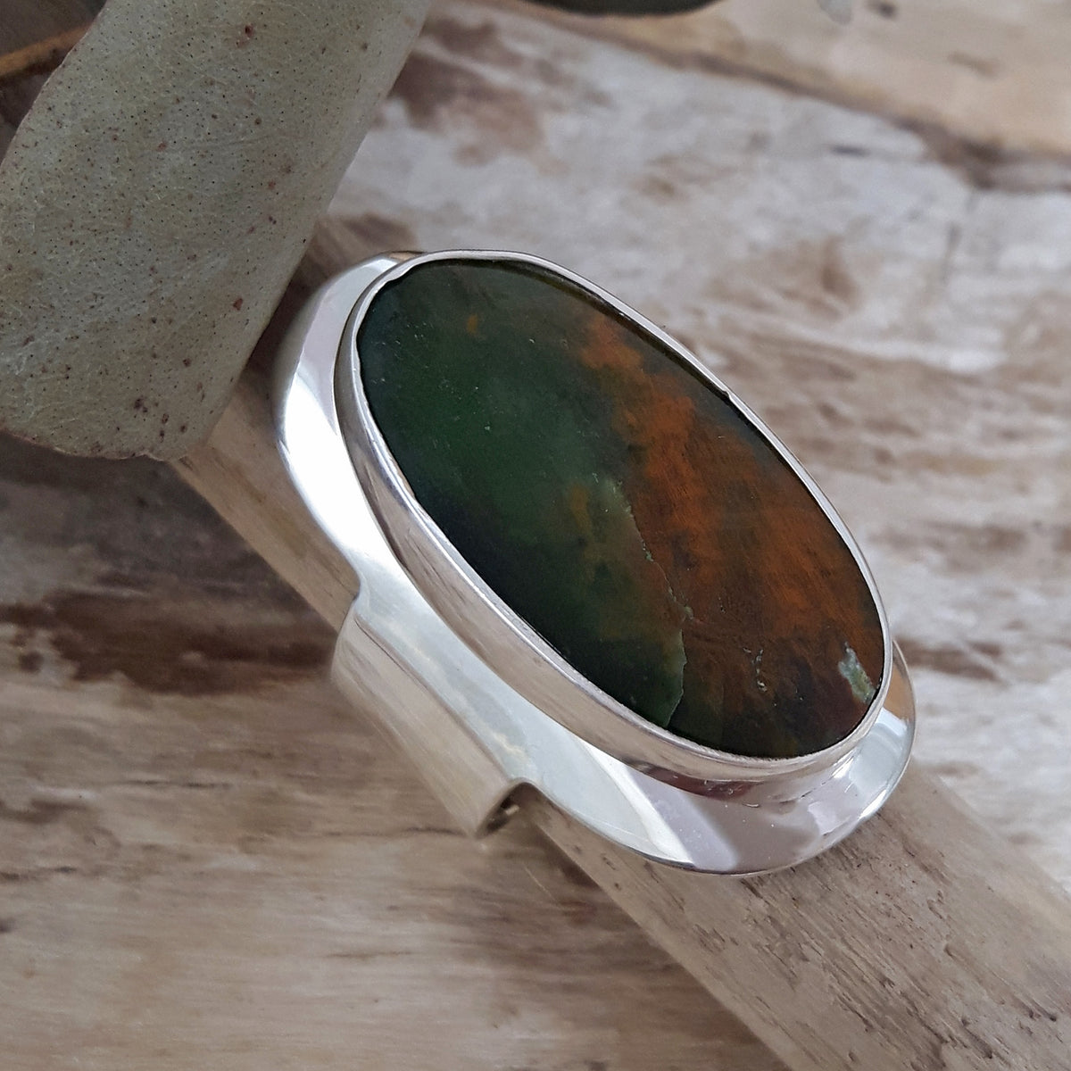 Monet Chrome Chalcedony Adjustable Medium Oval Ring