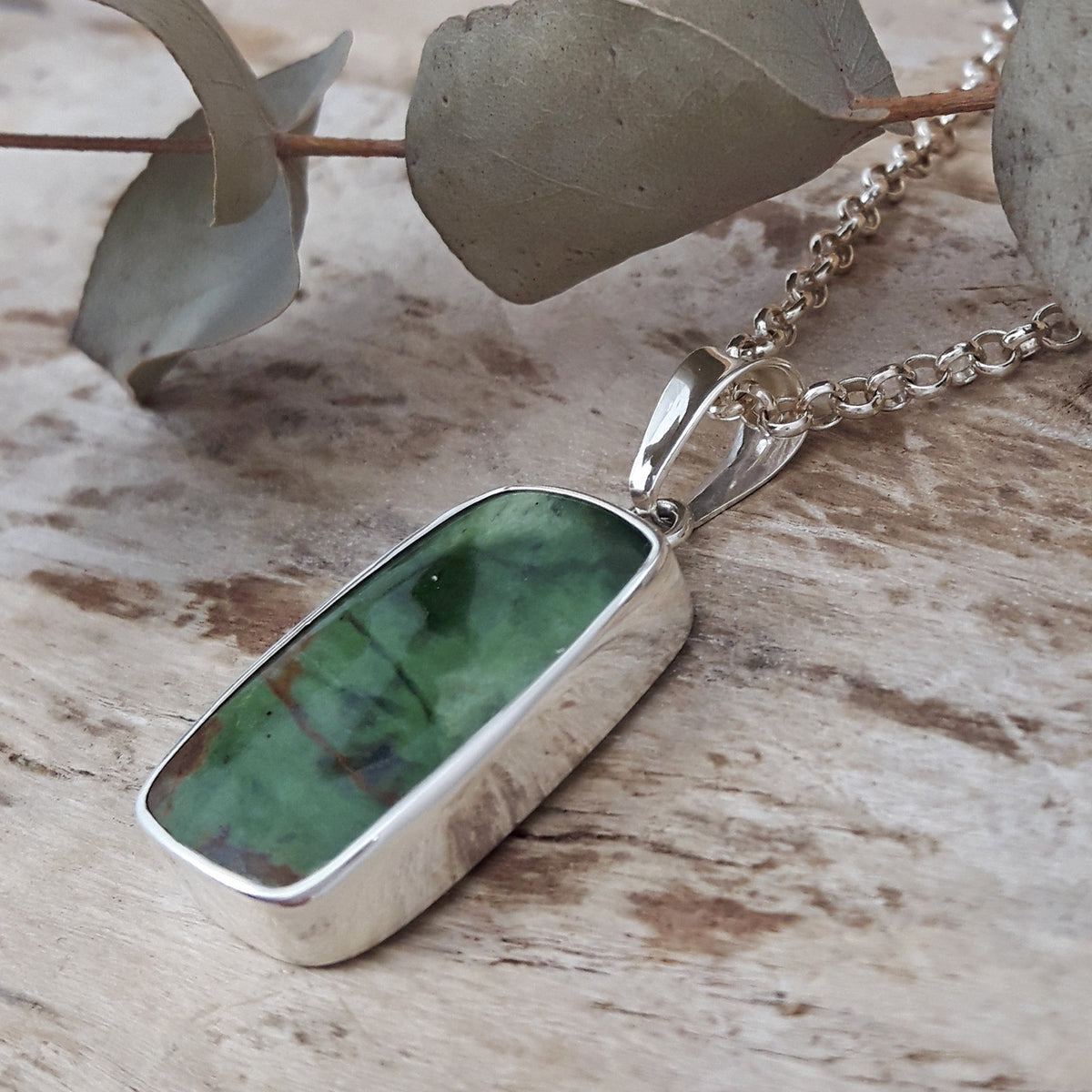 Monet Chrome Chalcedony Large Rectangle Pendant A