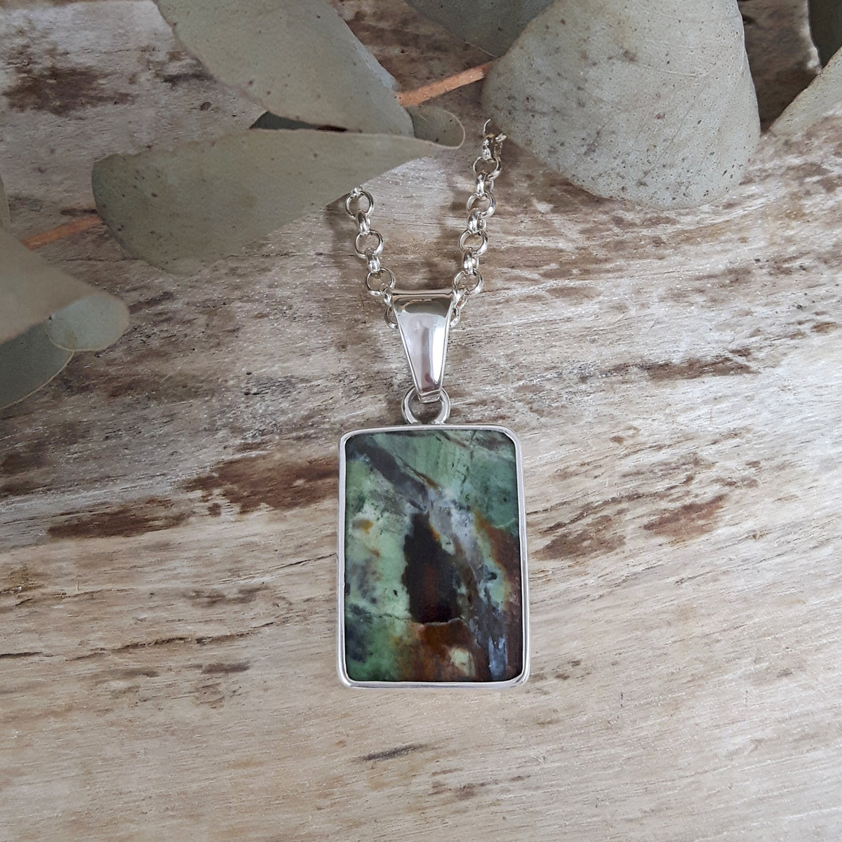 Monet Chrome Chalcedony Large Rectangle Pendant B