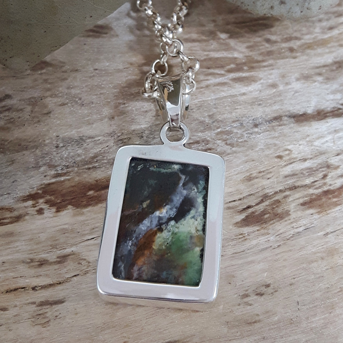 Monet Chrome Chalcedony Large Rectangle Pendant B