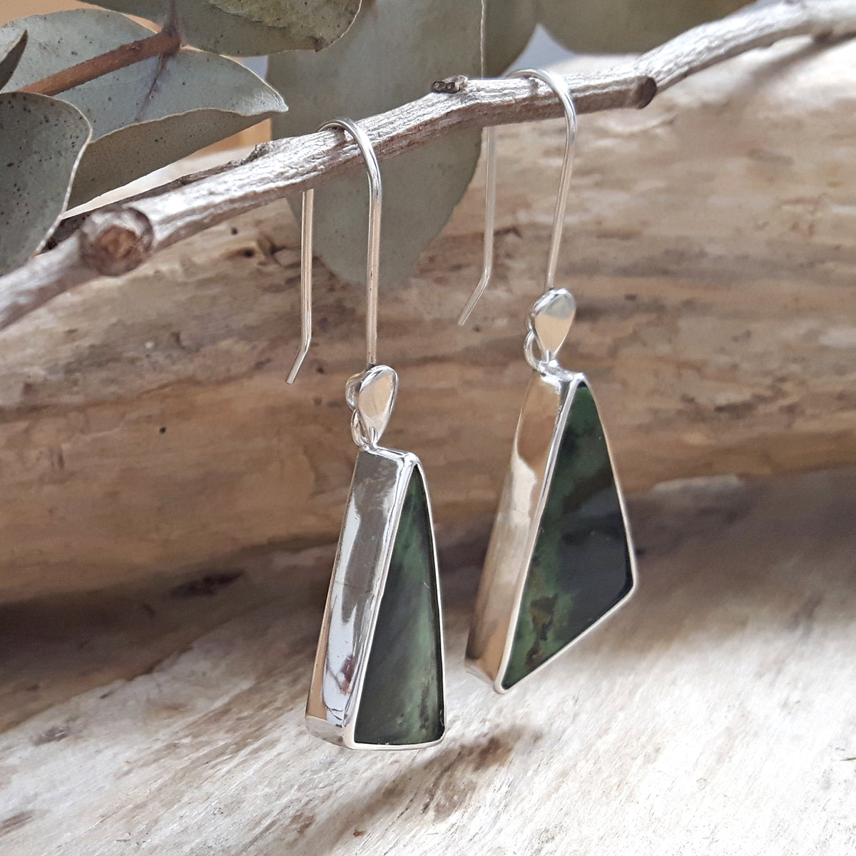 Monet Chrome Chalcedony Triangle Large Drop Earrings