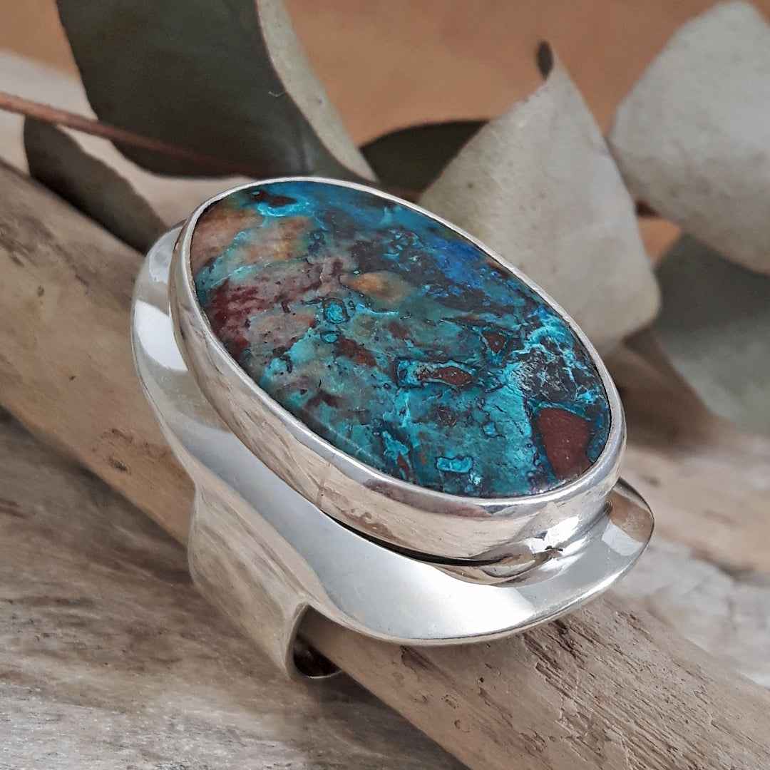 Monet Chrysocolla Adjustable Large Oval Ring
